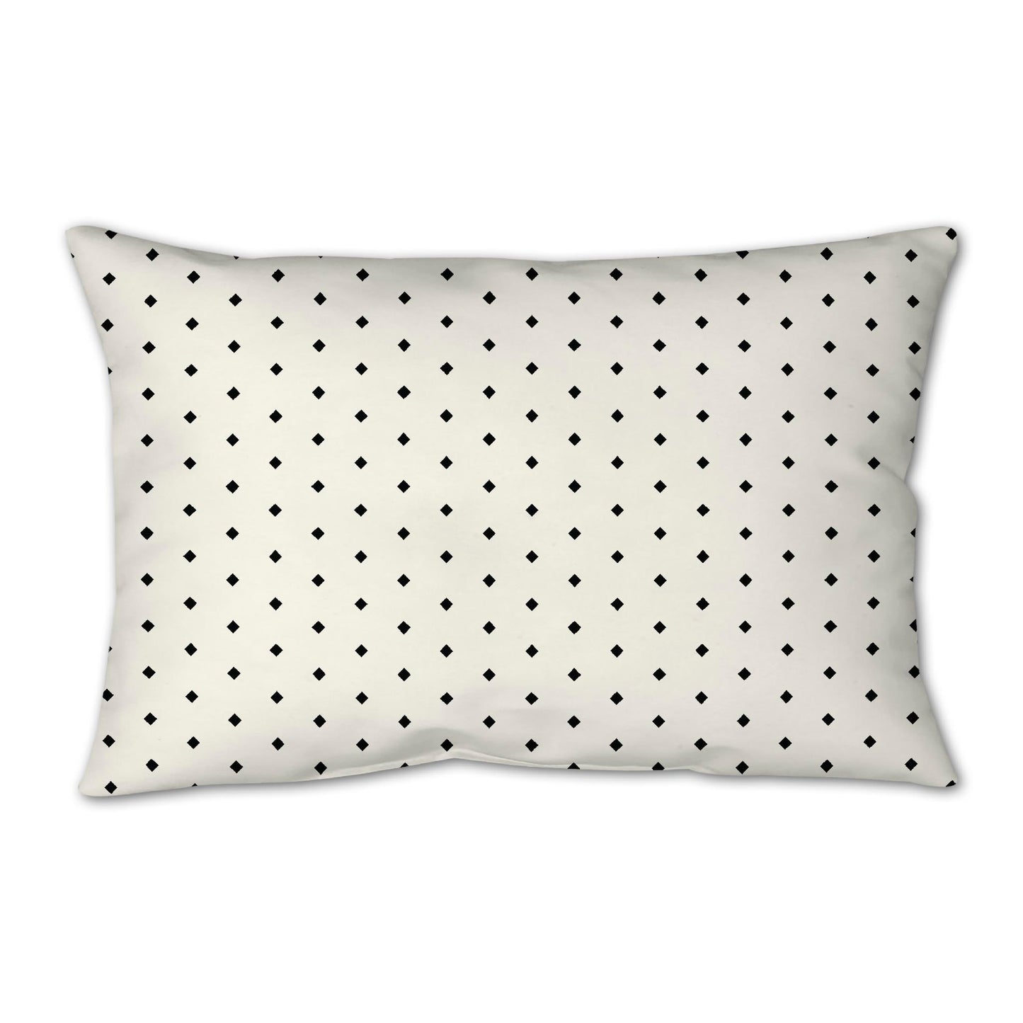 Pale Cream Spun Polyester Throw Pillow with Fine Black Diamonds on Front, Size 25 x 18 inches / 63.5 x 66 cm