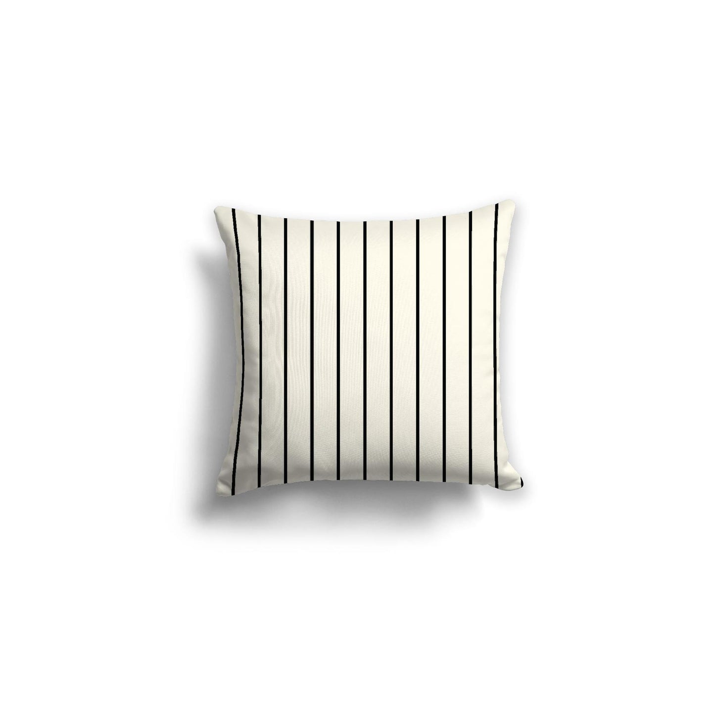 Pale Cream Spun Polyester Throw Pillow with Fine Black Stripes on Front, Size 16 x 16 inches / 41 x 41 cm