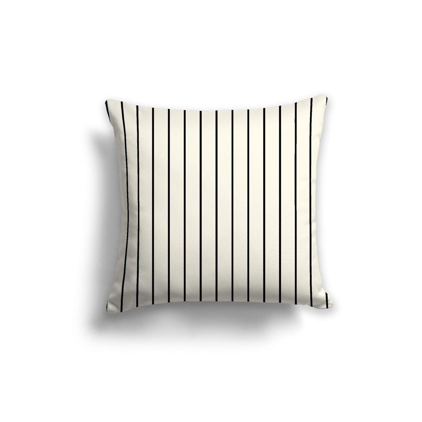 Pale Cream Spun Polyester Throw Pillow with Fine Black Stripes on Front, Size 20 x 20 inches / 51 x 51 cm
