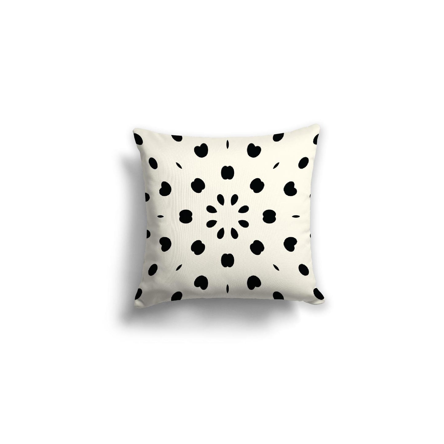 Pale Cream Spun Polyester Throw Pillow with Black Burst Pattern on Front, Size 16 x 16 inches / 41 x 41 cm