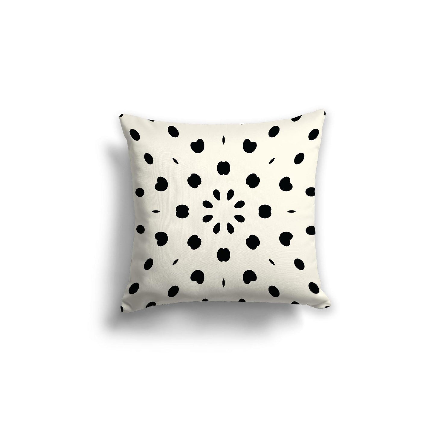 Pale Cream Spun Polyester Throw Pillow with Black Burst Pattern on Front, Size 18 x 18 inches / 46 x 46 cm
