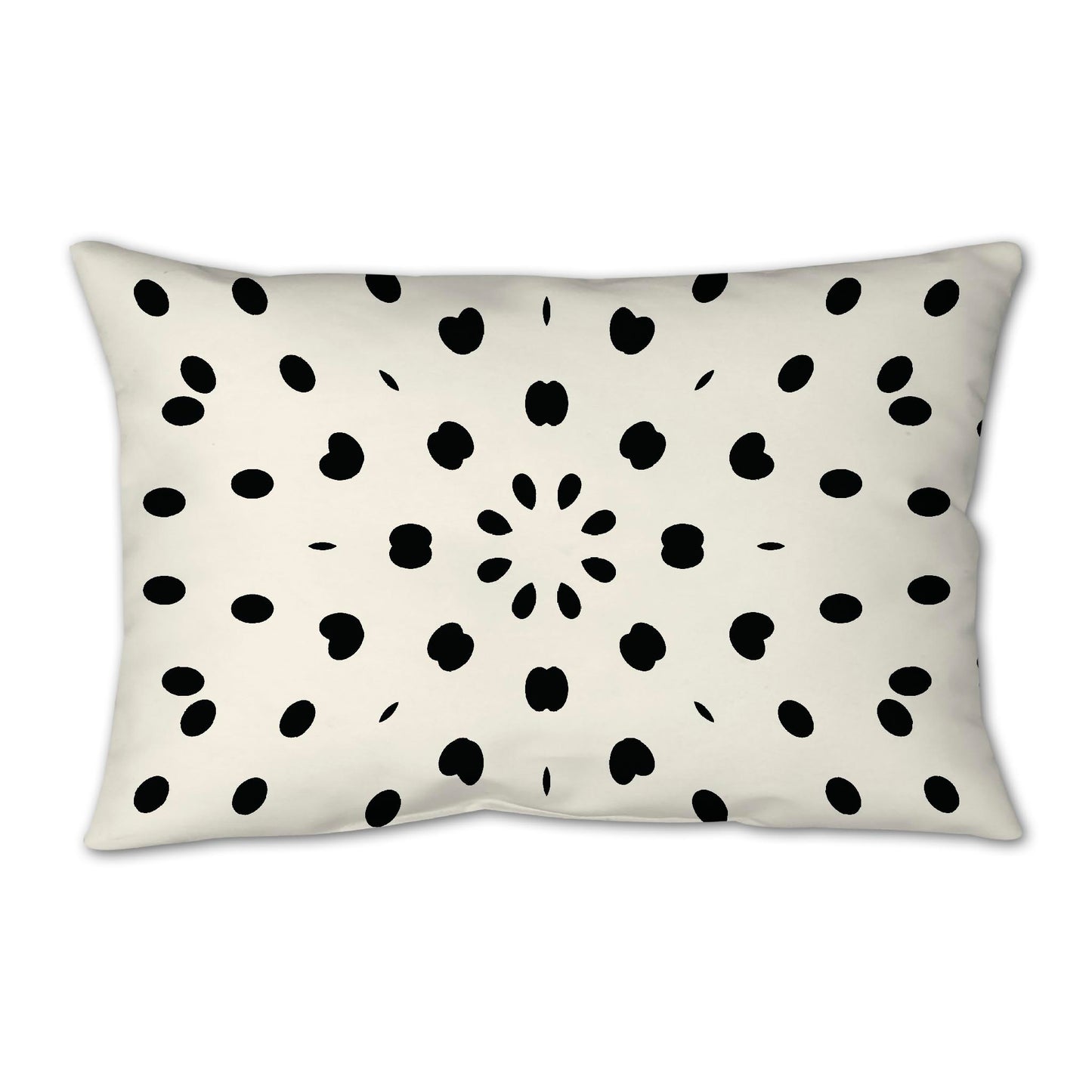 Pale Cream Spun Polyester Throw Pillow with Black Burst Pattern on Front, Size 25 x 18 inches / 63.5 x 66 cm