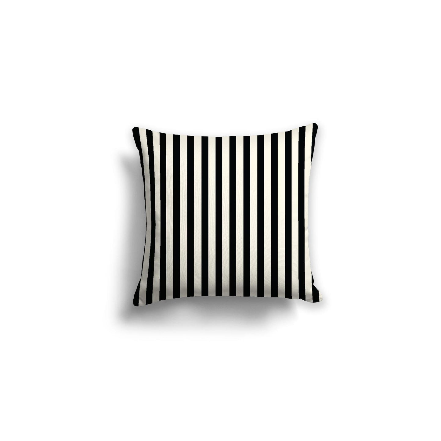Pale Cream Spun Polyester Throw Pillow with Thin Black Bars on Front, Size 16 x 16 inches / 41 x 41 cm