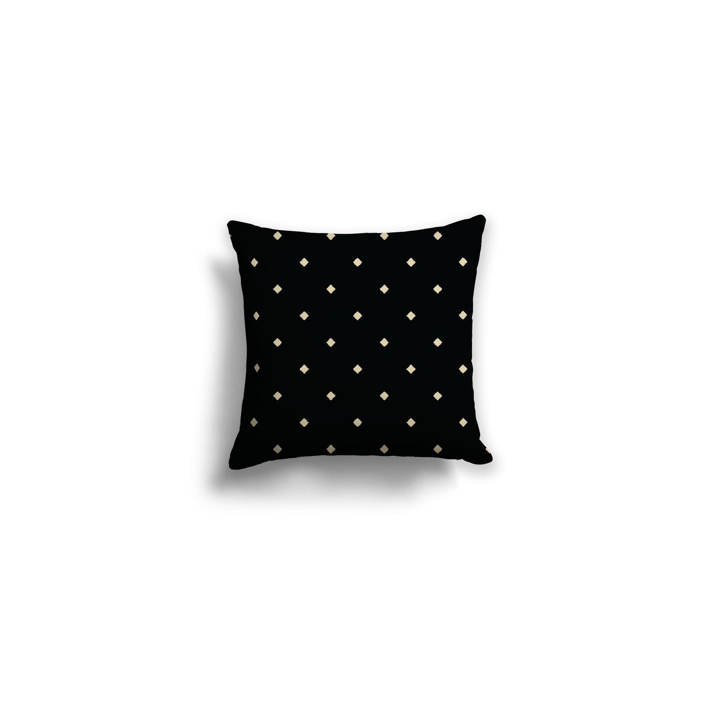 Black Spun Polyester Throw Pillow with Desert Sand Diamonds on Front, Size 14 x 14 inches / 36 x 36 cm