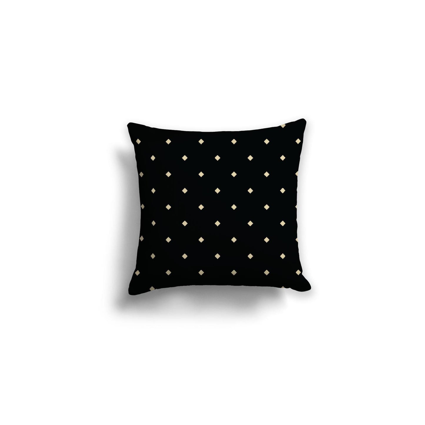 Black Spun Polyester Throw Pillow with Desert Sand Diamonds on Front, Size 16 x 16 inches / 41 x 41 cm