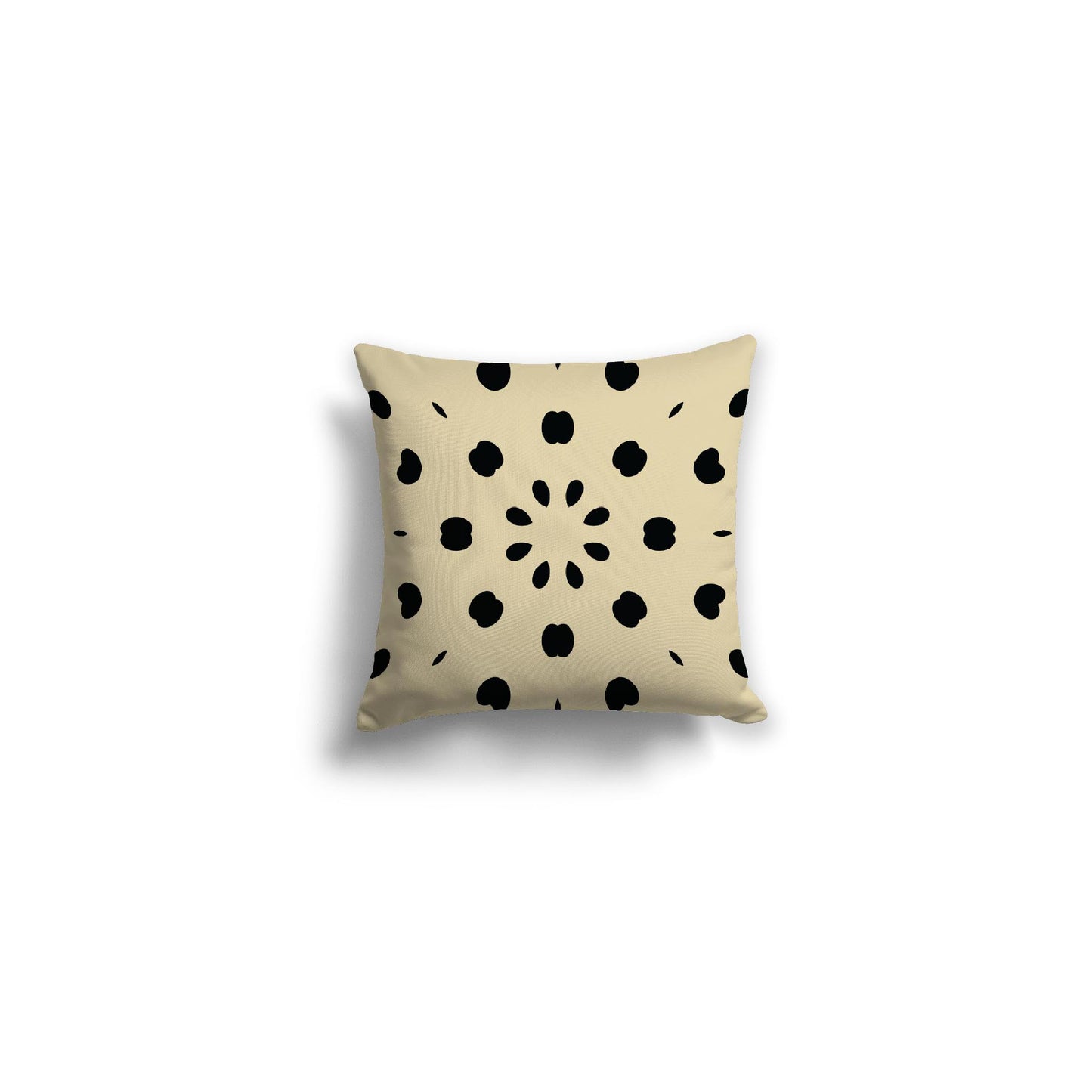Desert Sand Spun Polyester Throw Pillow with Black Burst Pattern on Front, Size 14 x 14 inches / 36 x 36 cm