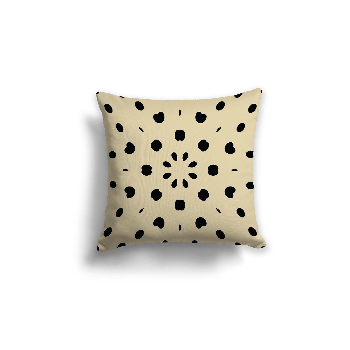 Desert Sand Spun Polyester Throw Pillow with Black Burst Pattern on Front, Size 18 x 18 inches / 46 x 46 cm
