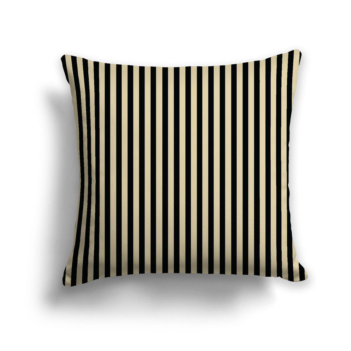 Tan Spun Polyester Throw Pillow with Thin Black Bars on Front | 26 x 26 inches