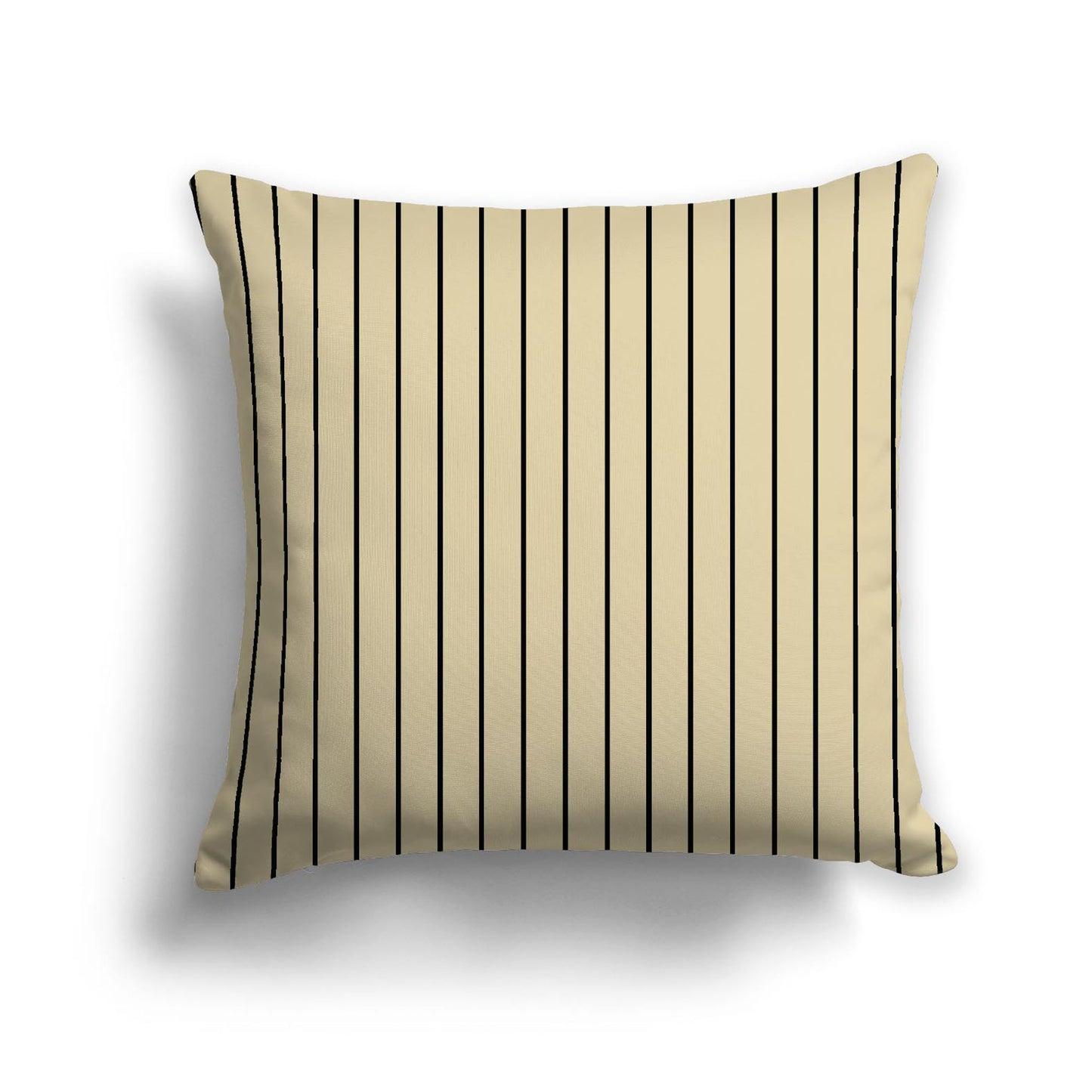 Tan Spun Polyester Throw Pillow with Fine Black Stripes on Front | 26 x 26 inches