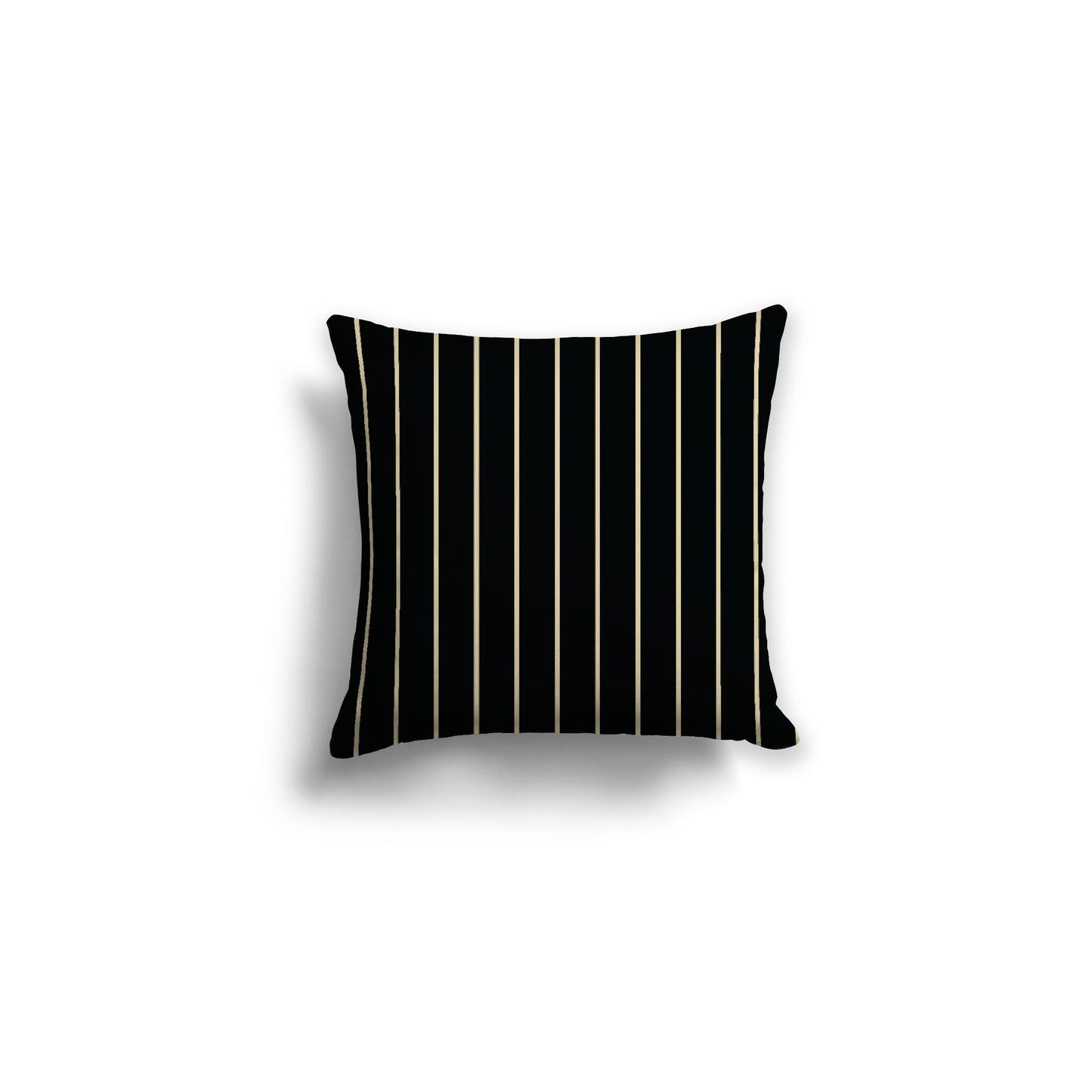 Black Spun Polyester Throw Pillow with Fine Desert Sand Stripes on Front, Size 16 x 16 inches / 41 x 41 cm