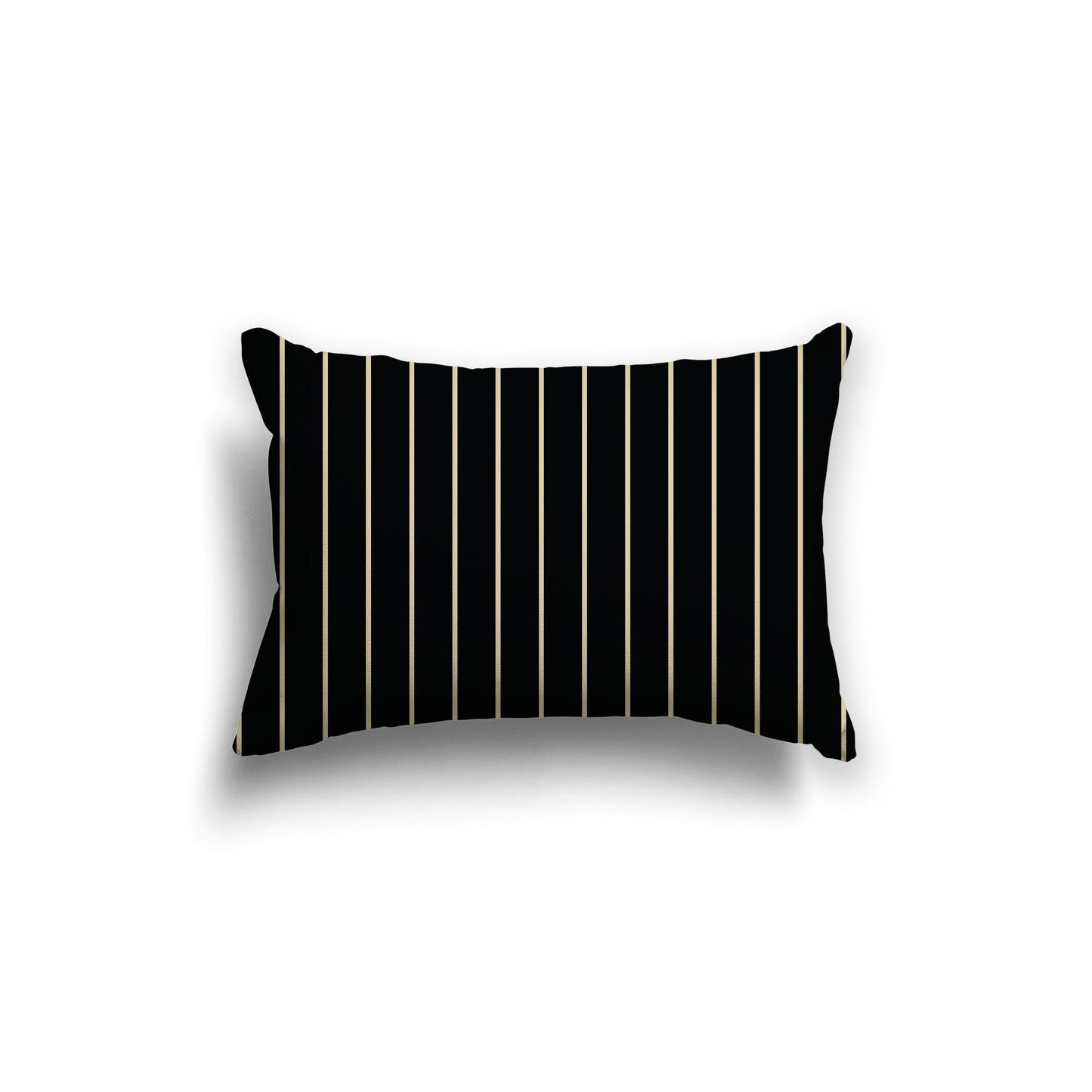 Black Spun Polyester Throw Pillow with Fine Desert Sand Stripes on Front, Size 20 x 14 inches / 51 x 36 cm
