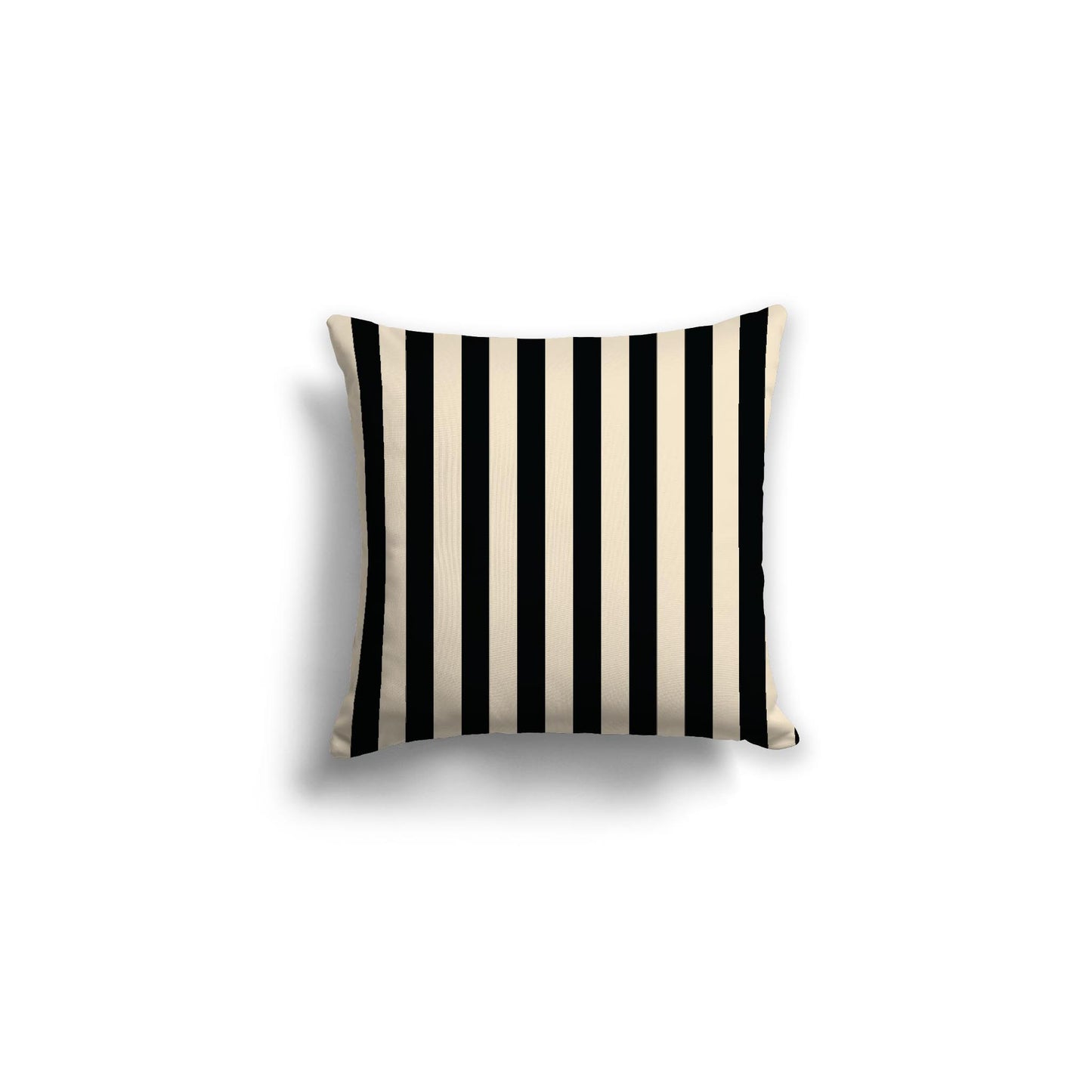 Beige Spun Polyester Throw Pillow with Black Bars on Front, Size 16 x 16 inches / 41 x 41 cm