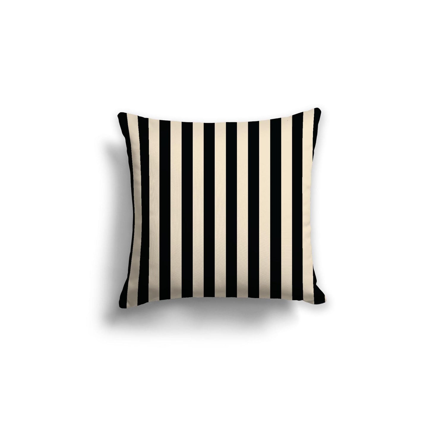 Beige Spun Polyester Throw Pillow with Black Bars on Front, Size 18 x 18 inches / 46 x 46 cm