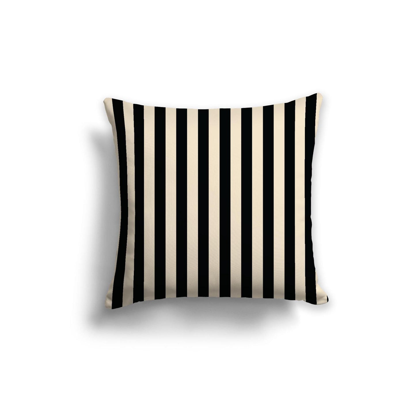 Beige Spun Polyester Throw Pillow with Black Bars on Front, Size 20 x 20 inches / 51 x 51 cm