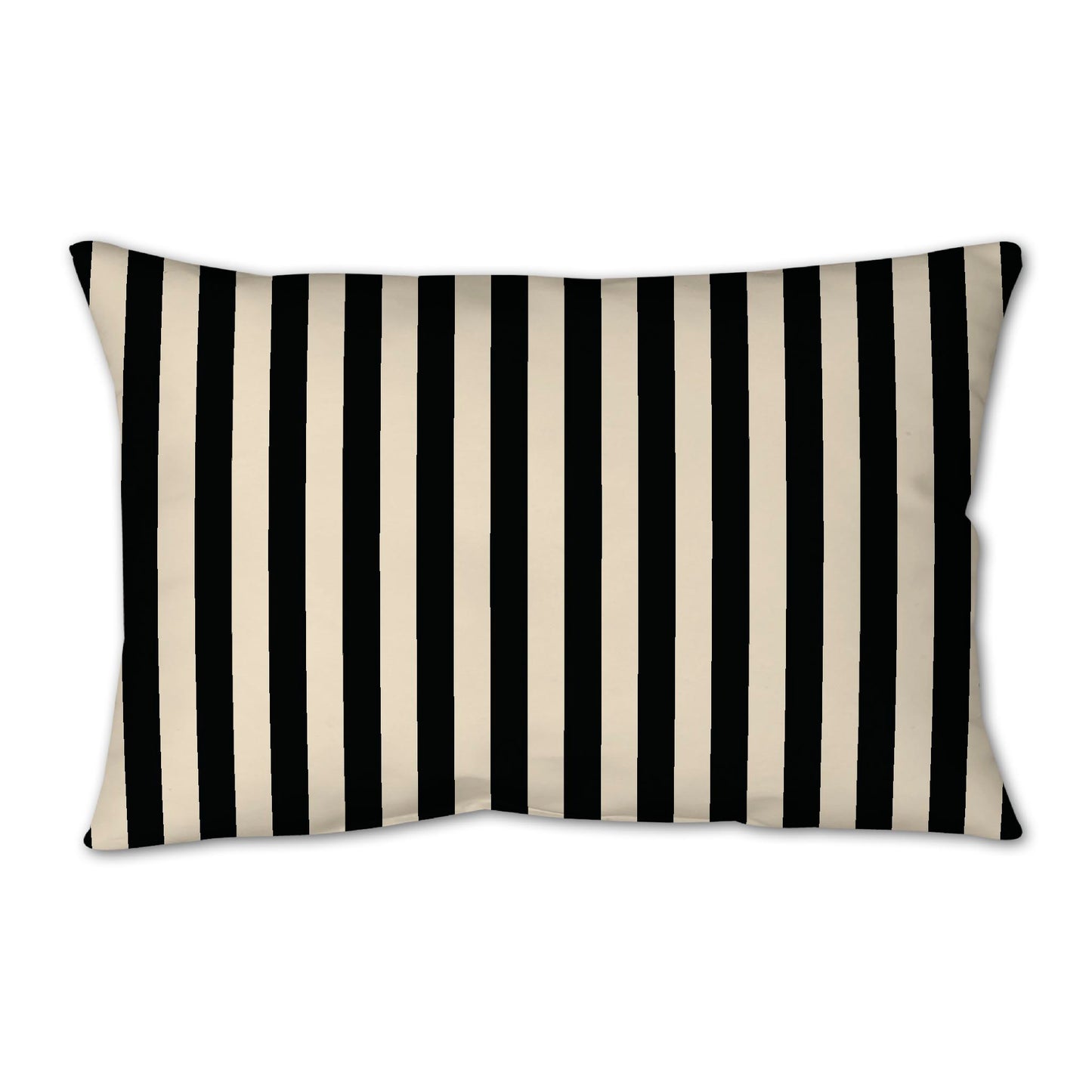 Beige Spun Polyester Throw Pillow with Black Bars on Front, Size 25 x 18 inches / 63.5 x 66 cm