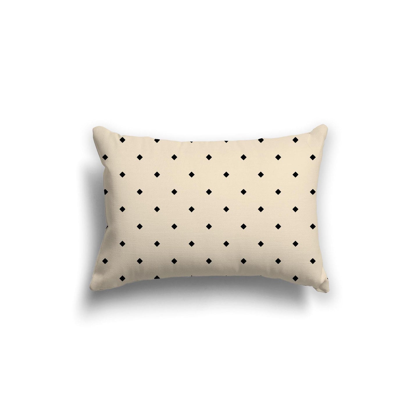 Beige Spun Polyester Throw Pillow with Black Diamonds on Front, Size 20 x 14 inches / 51 x 36 cm