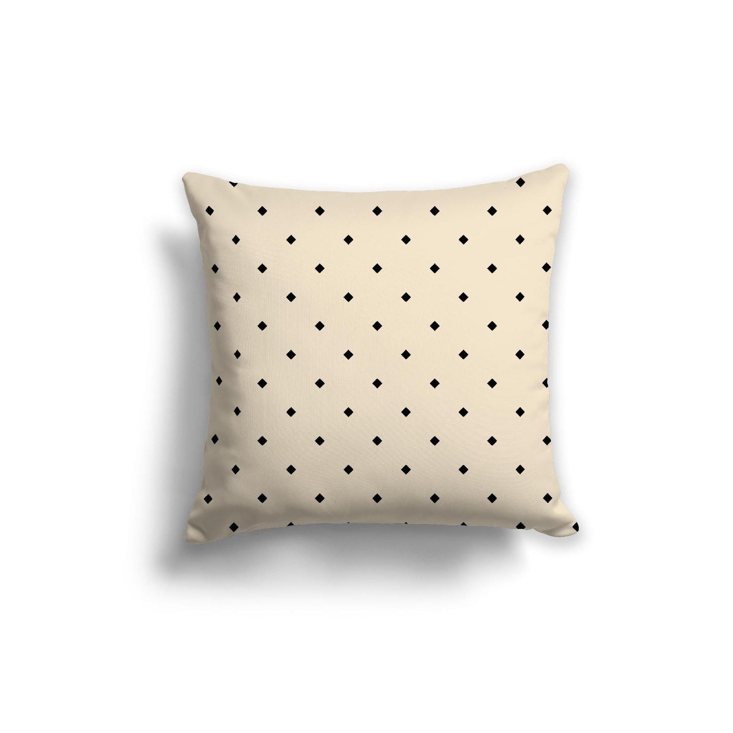 Beige Spun Polyester Throw Pillow with Black Diamonds on Front, Size 20 x 20 inches / 51 x 51 cm