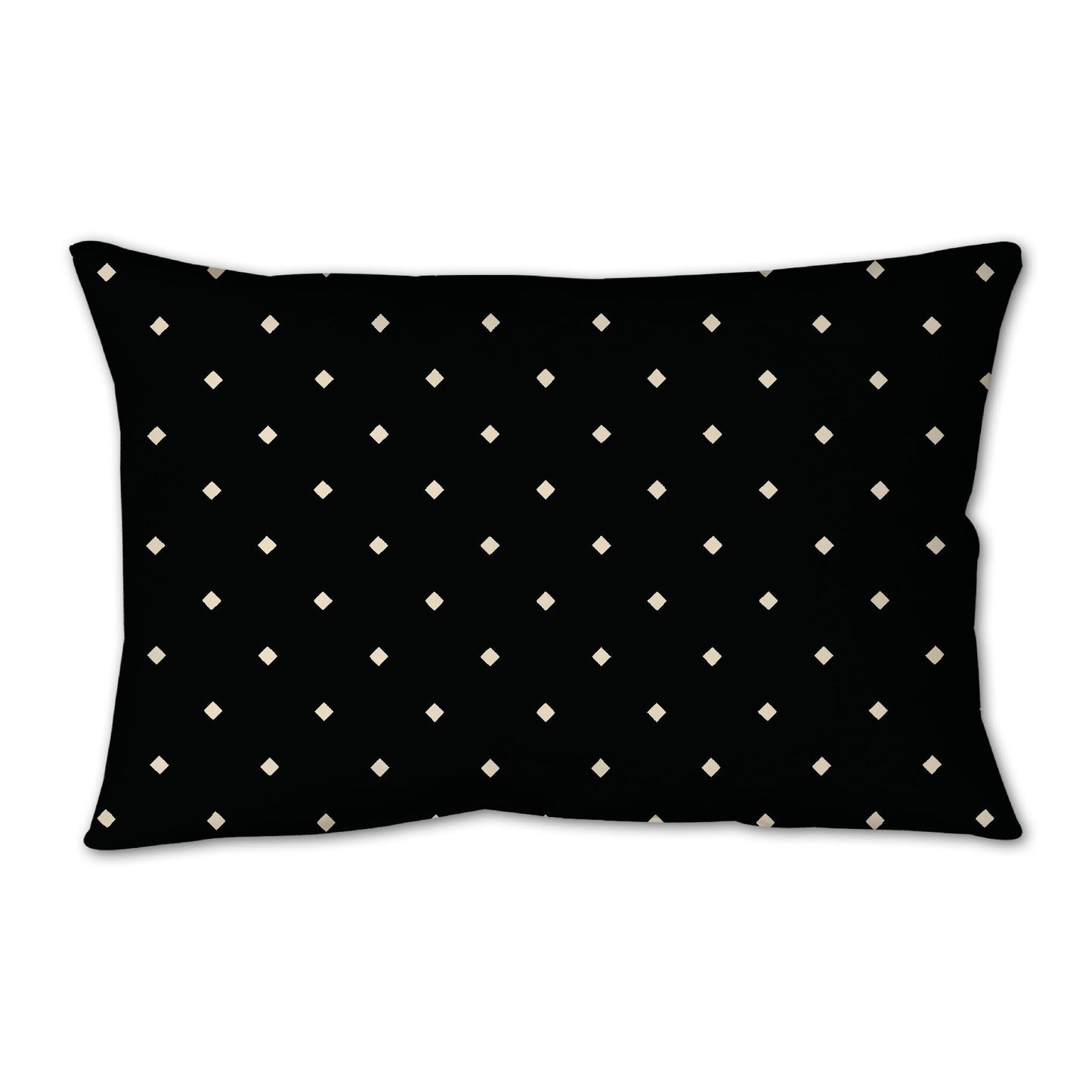 Black Spun Polyester Throw Pillow with Beige Diamonds on Front, Size 25 x 18 inches / 63.5 x 66 cm