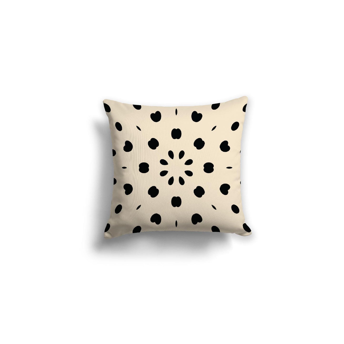 Beige Spun Polyester Throw Pillow with Black Burst Pattern on Front, Size 16 x 16 inches / 41 x 41 cm