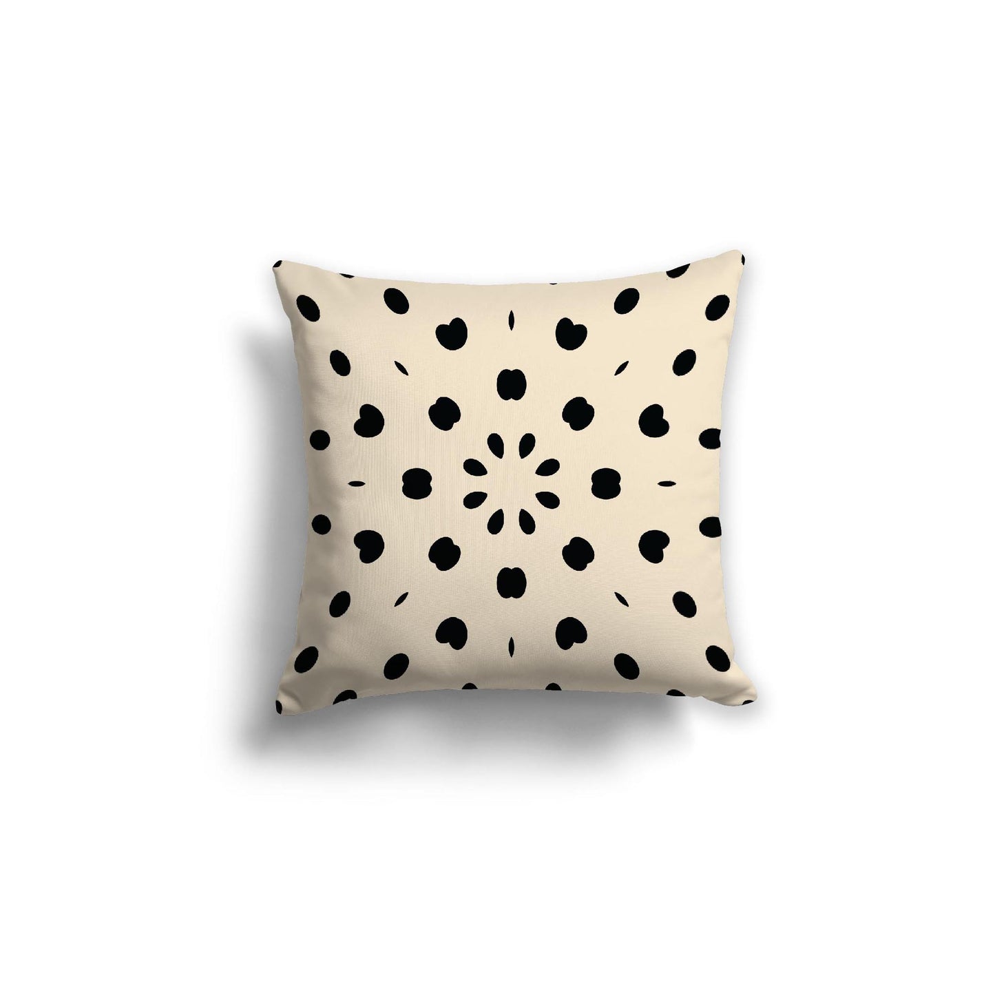 Beige Spun Polyester Throw Pillow with Black Burst Pattern on Front, Size 18 x 18 inches / 46 x 46 cm