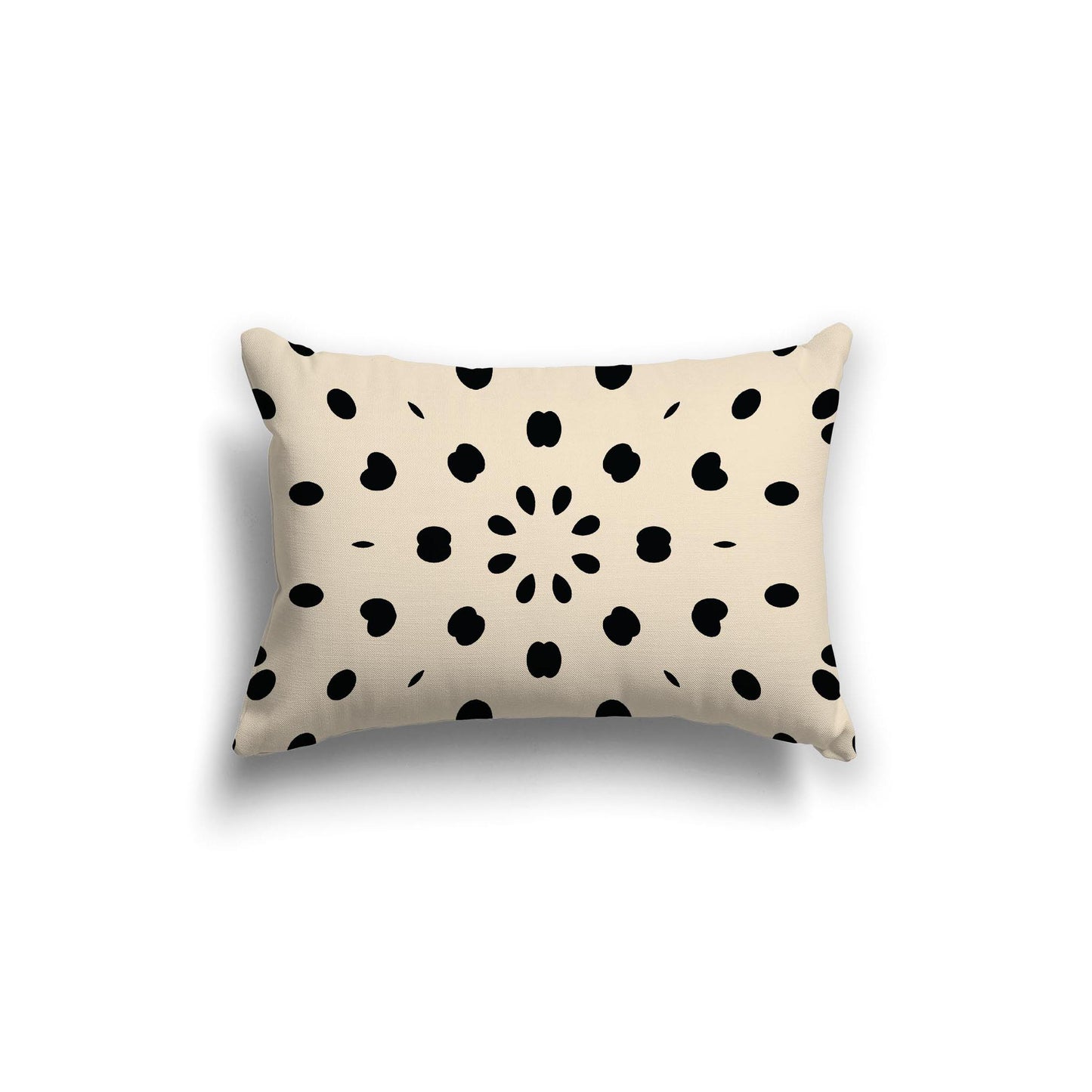 Beige Spun Polyester Throw Pillow with Black Burst Pattern on Front, Size 20 x 14 inches / 51 x 36 cm