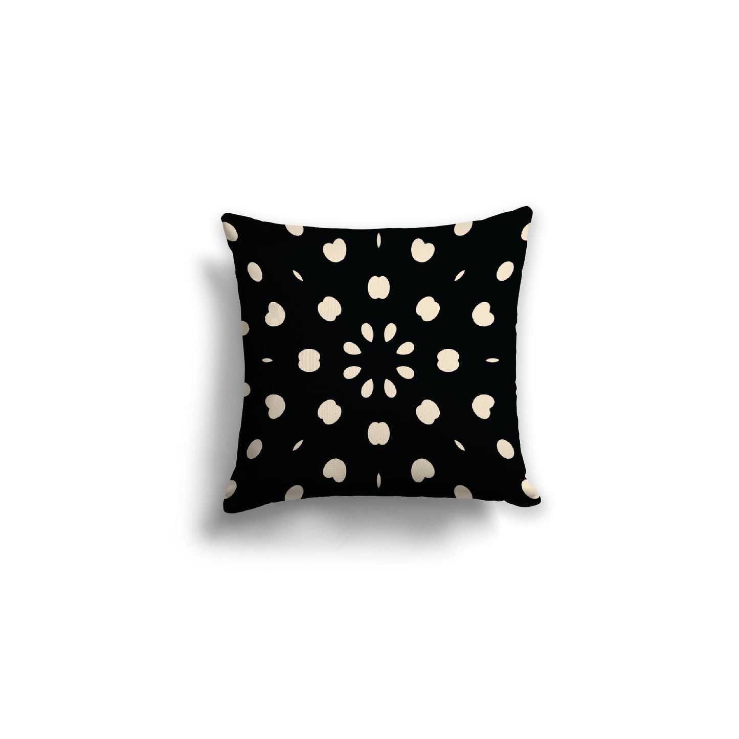 Black Spun Polyester Throw Pillow with Beige Burst Pattern on Front, Size 16 x 16 inches / 41 x 41 cm