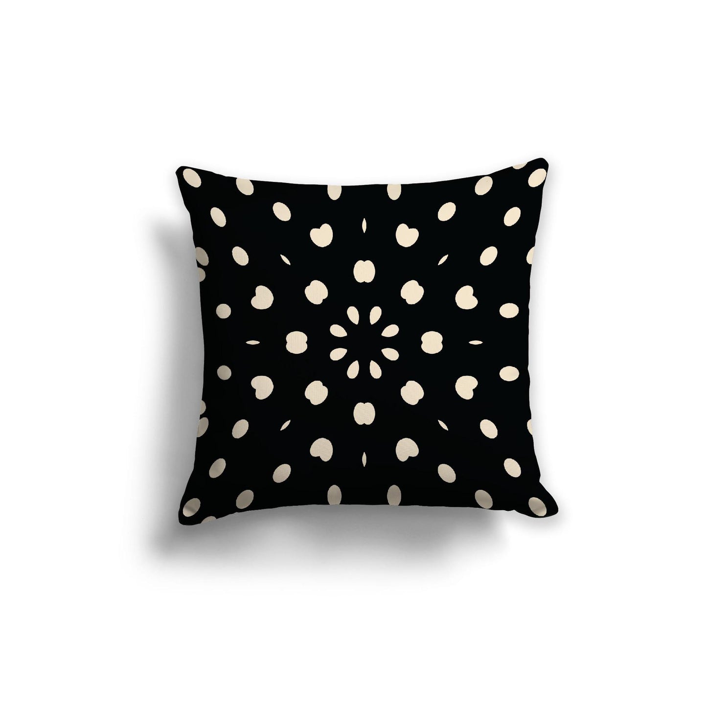 Black Spun Polyester Throw Pillow with Beige Burst Pattern on Front, Size 20 x 20 inches / 51 x 51 cm