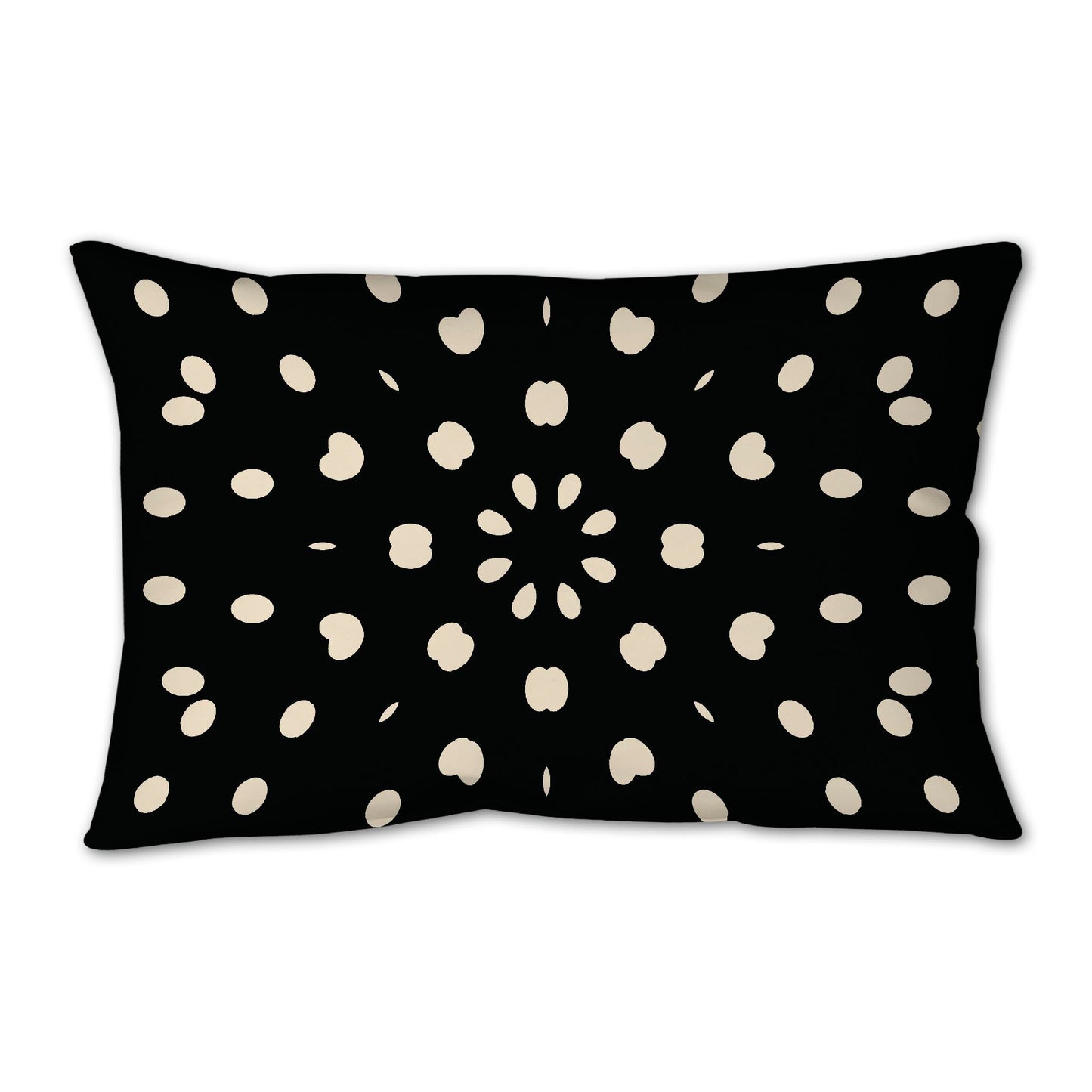 Black Spun Polyester Throw Pillow with Beige Burst Pattern on Front, Size 25 x 18 inches / 63.5 x 66 cm