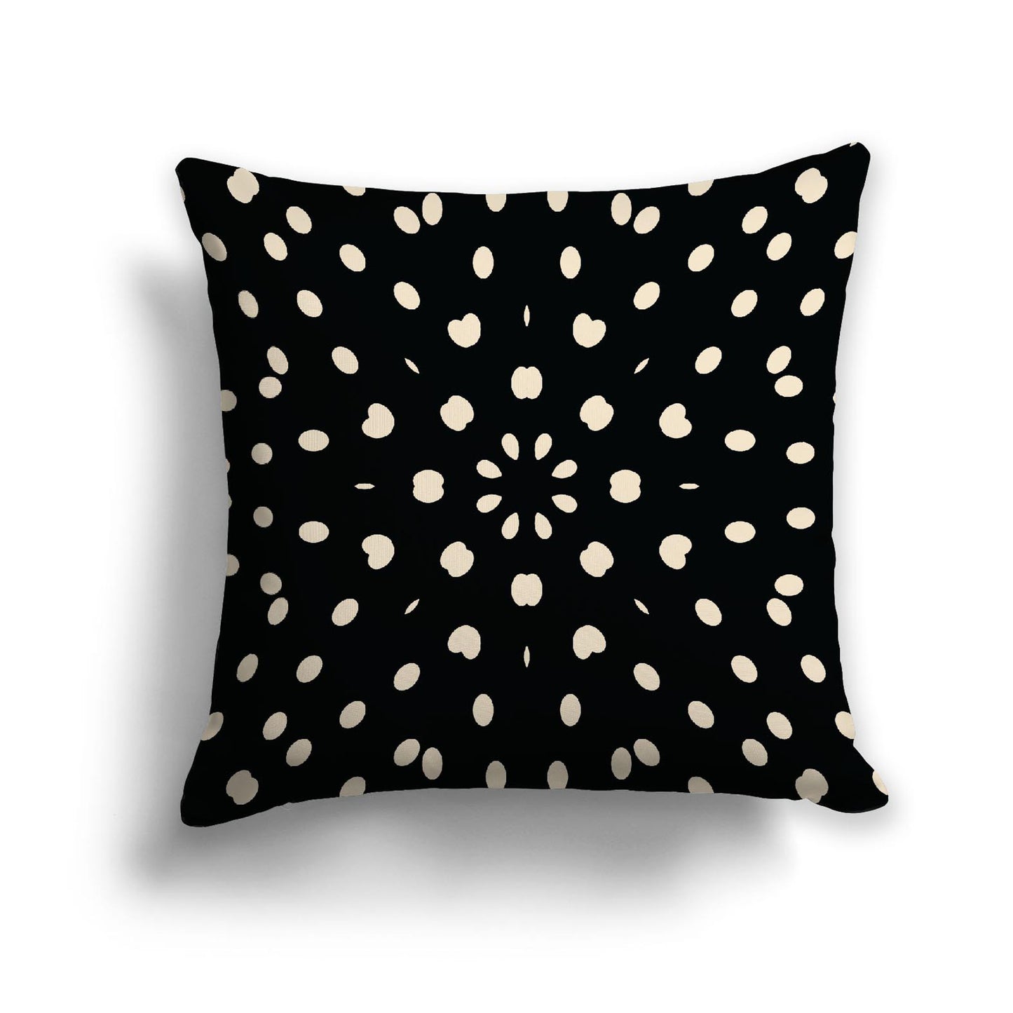 Black Spun Polyester Throw Pillow with Beige Burst Pattern on Front, Size 26 x 26 inches / 66 x 66 cm