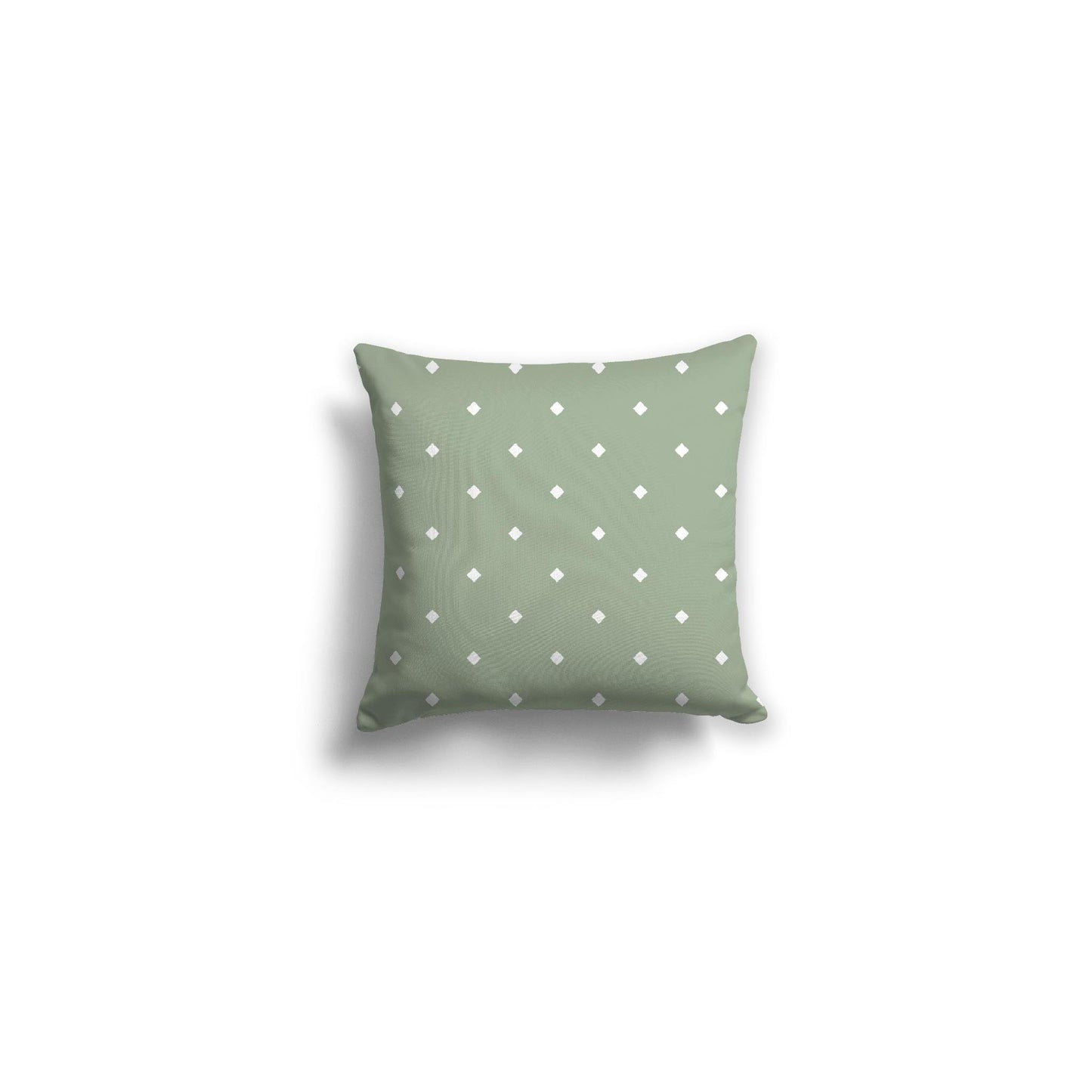 Green Spun Polyester Throw Pillow with White Diamonds on Front 14 x 14 inches / 36 x 36 cm