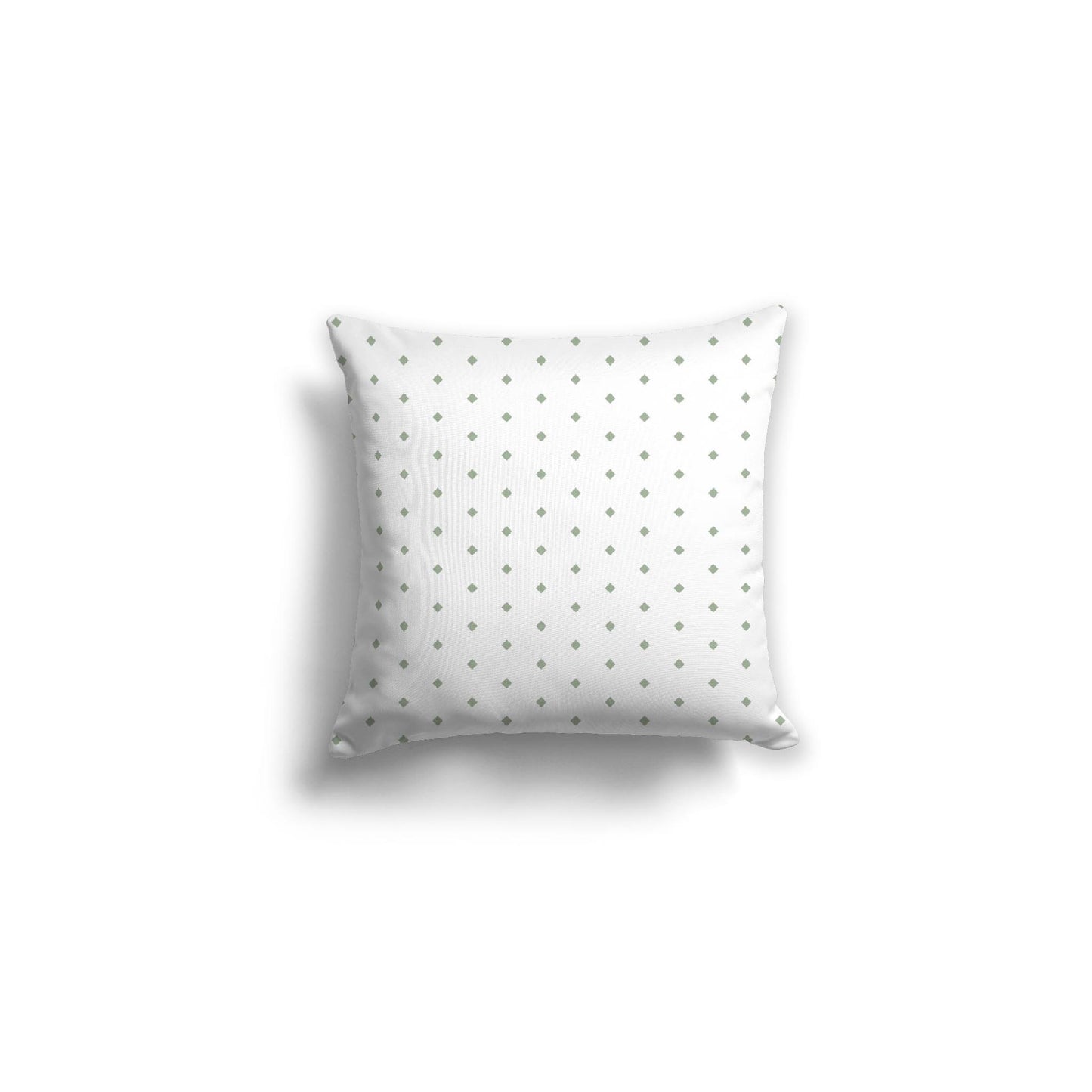 White Spun Polyester Throw Pillow with Fine Green Diamonds on Front 16 x 16 inches / 41 x 41 cm