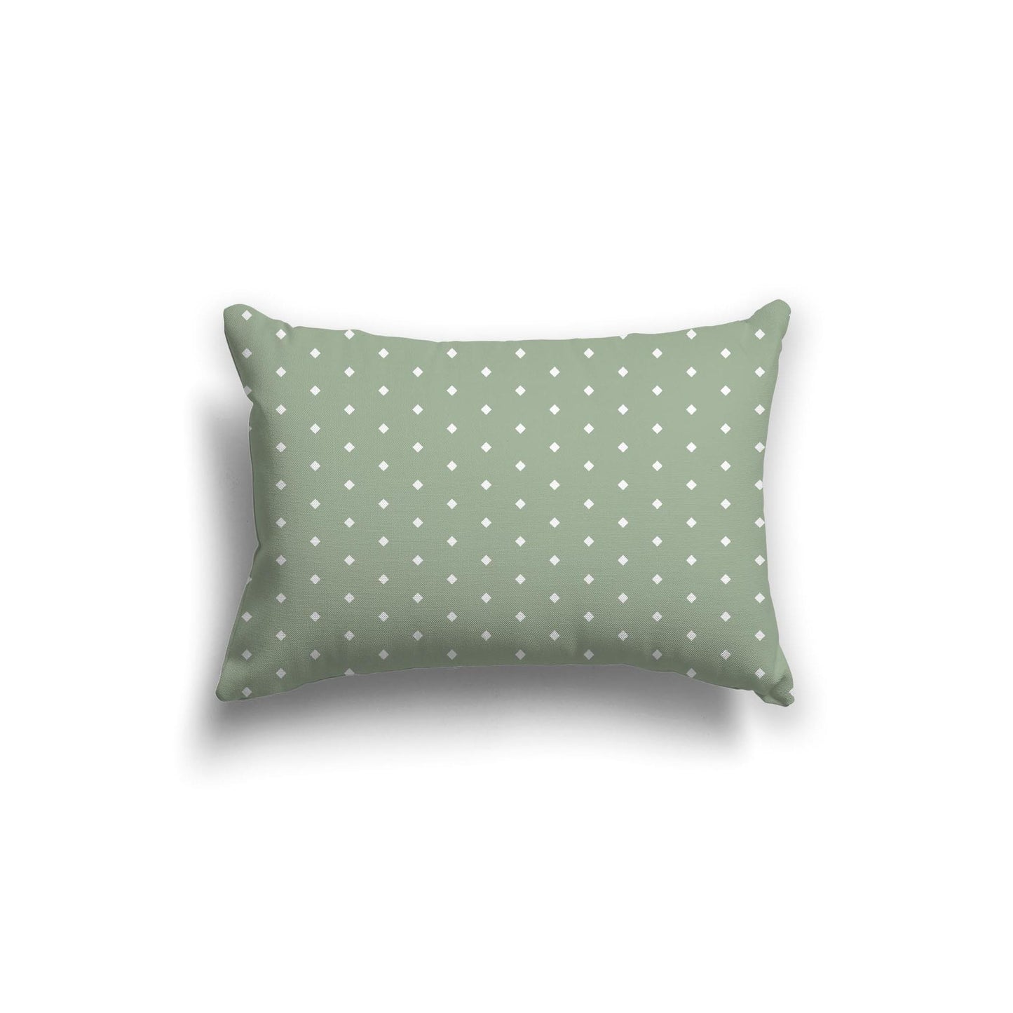 Green Spun Polyester Throw Pillow with Fine White Diamonds on Front 20 x 14 inches / 51 x 36 cm