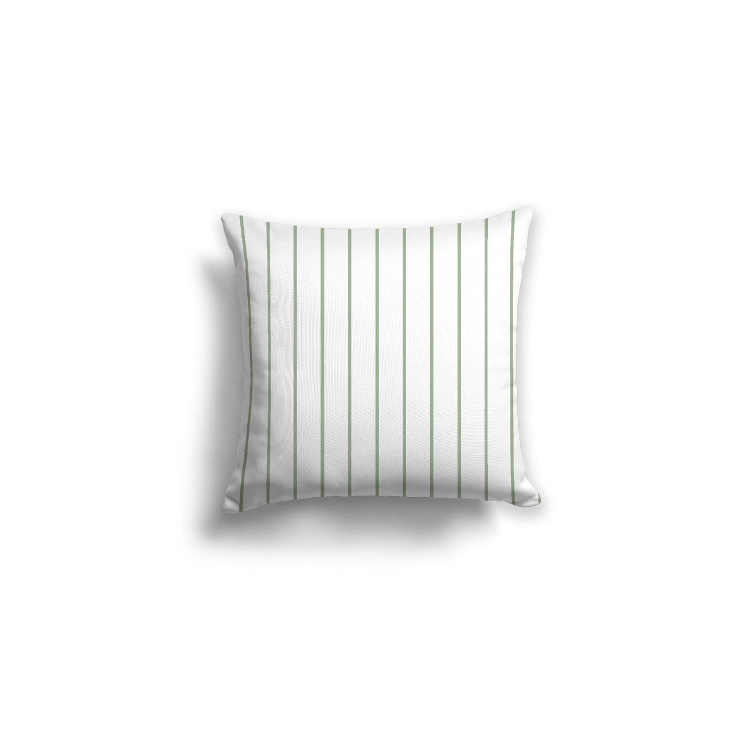 White Spun Polyester Throw Pillow with Fine Green Stripes on Front 16 x 16 inches / 41 x 41 cm