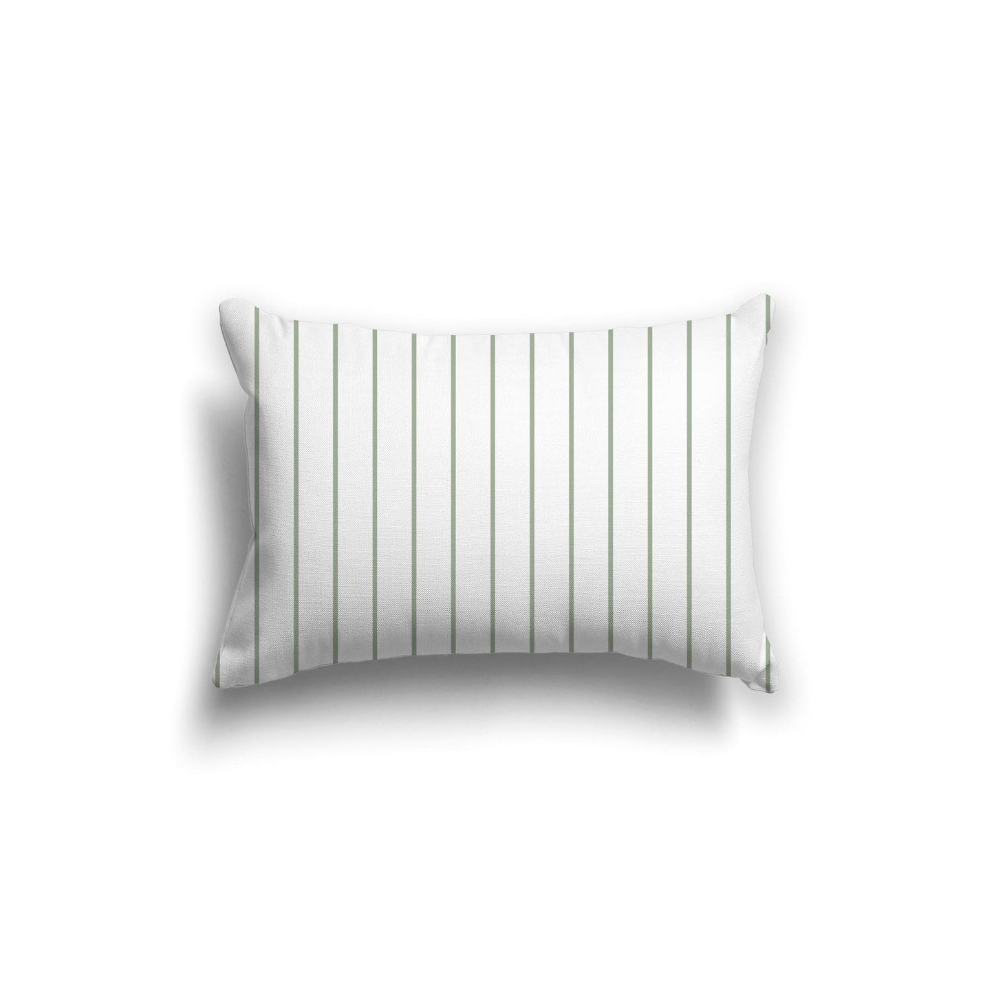 White Spun Polyester Throw Pillow with Fine Green Stripes on Front 20 x 14 inches / 51 x 36 cm