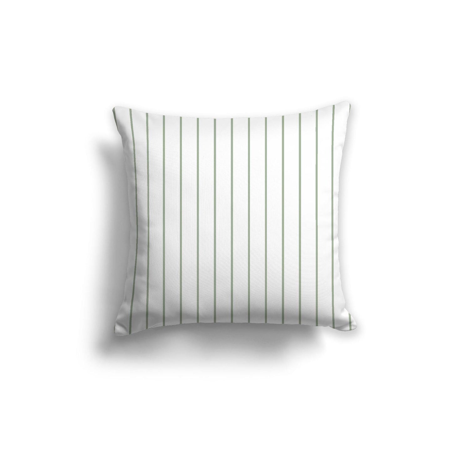 White Spun Polyester Throw Pillow with Fine Green Stripes on Front 20 x 20 inches / 51 x 51 cm