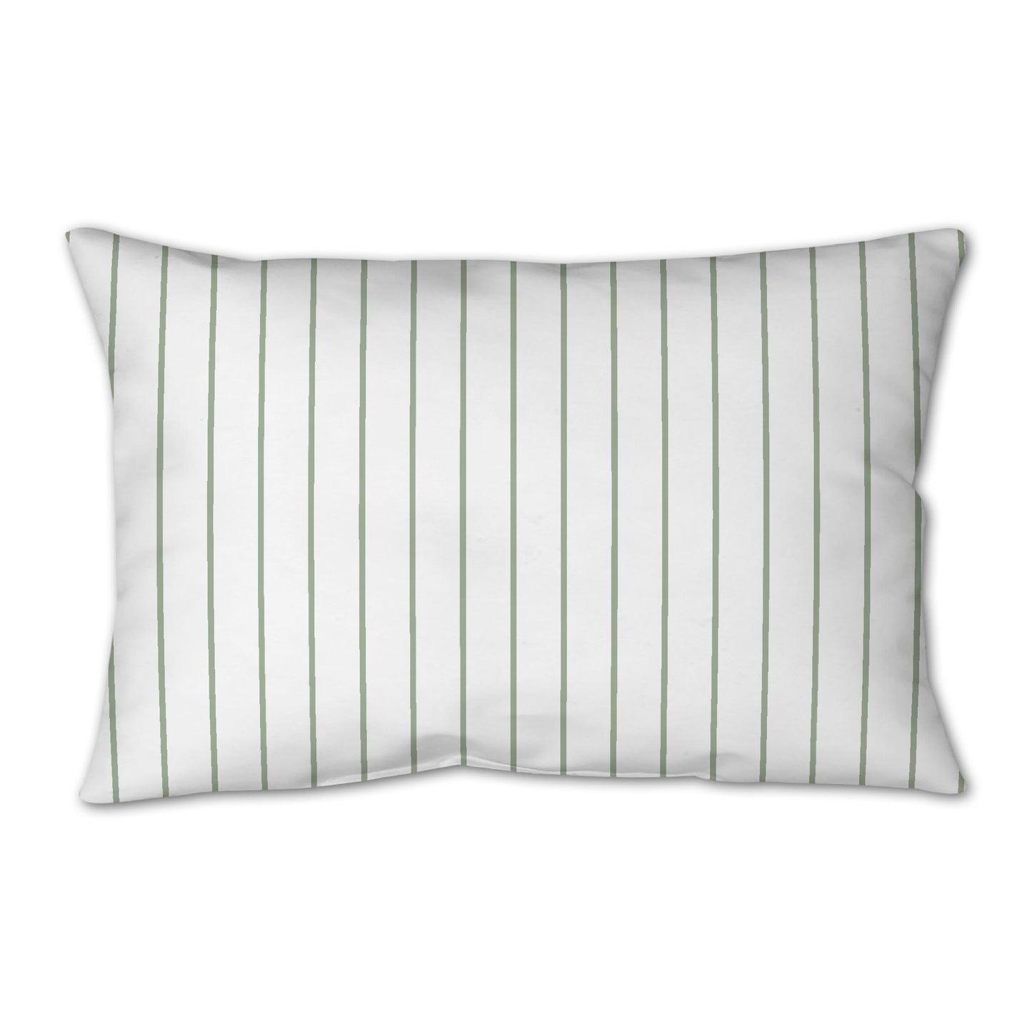 White Spun Polyester Throw Pillow with Fine Green Stripes on Front 25 x 18 inches / 63.5 x 66 cm