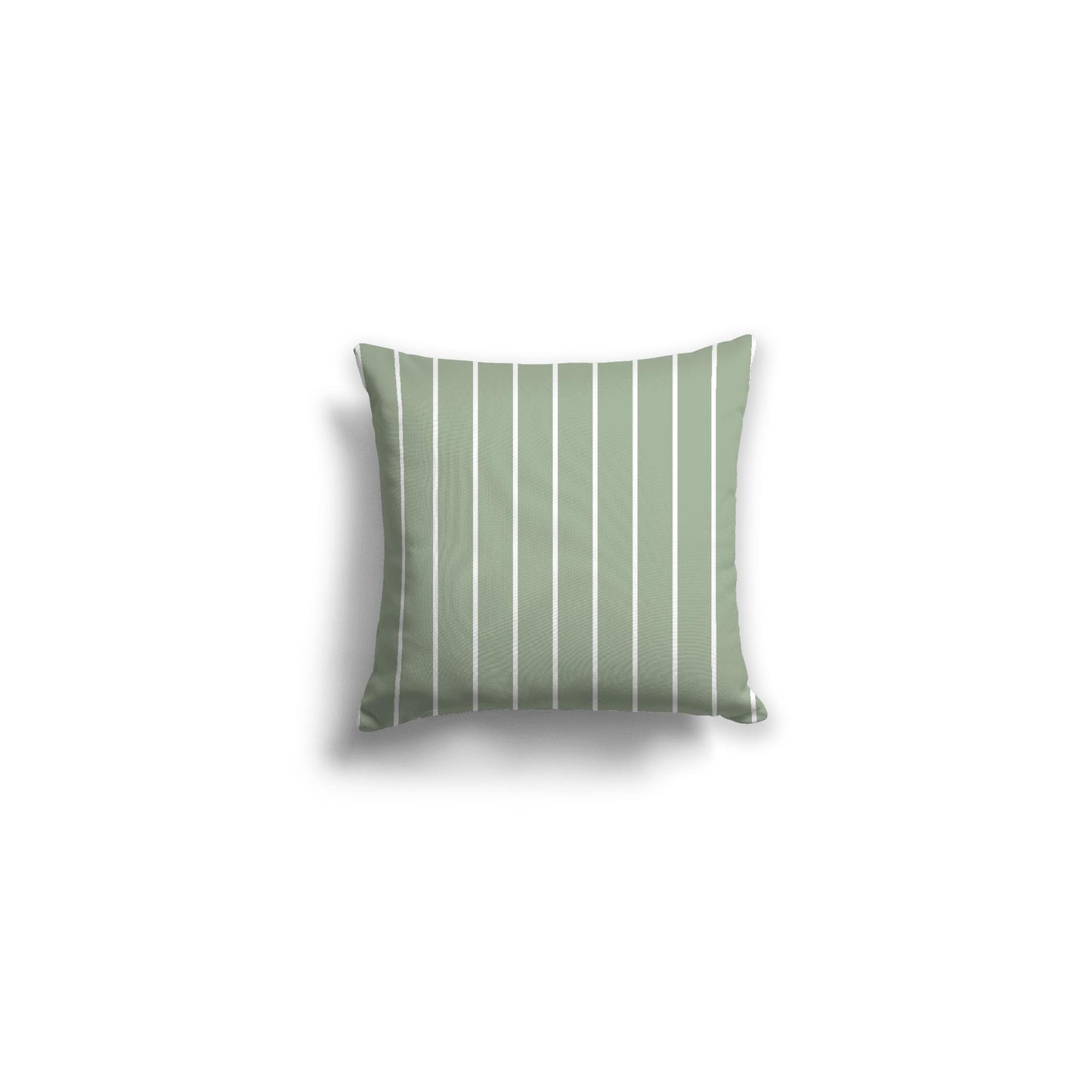 Green Spun Polyester Throw Pillow with Fine White Stripes on Front 14 x 14 inches / 36 x 36 cm