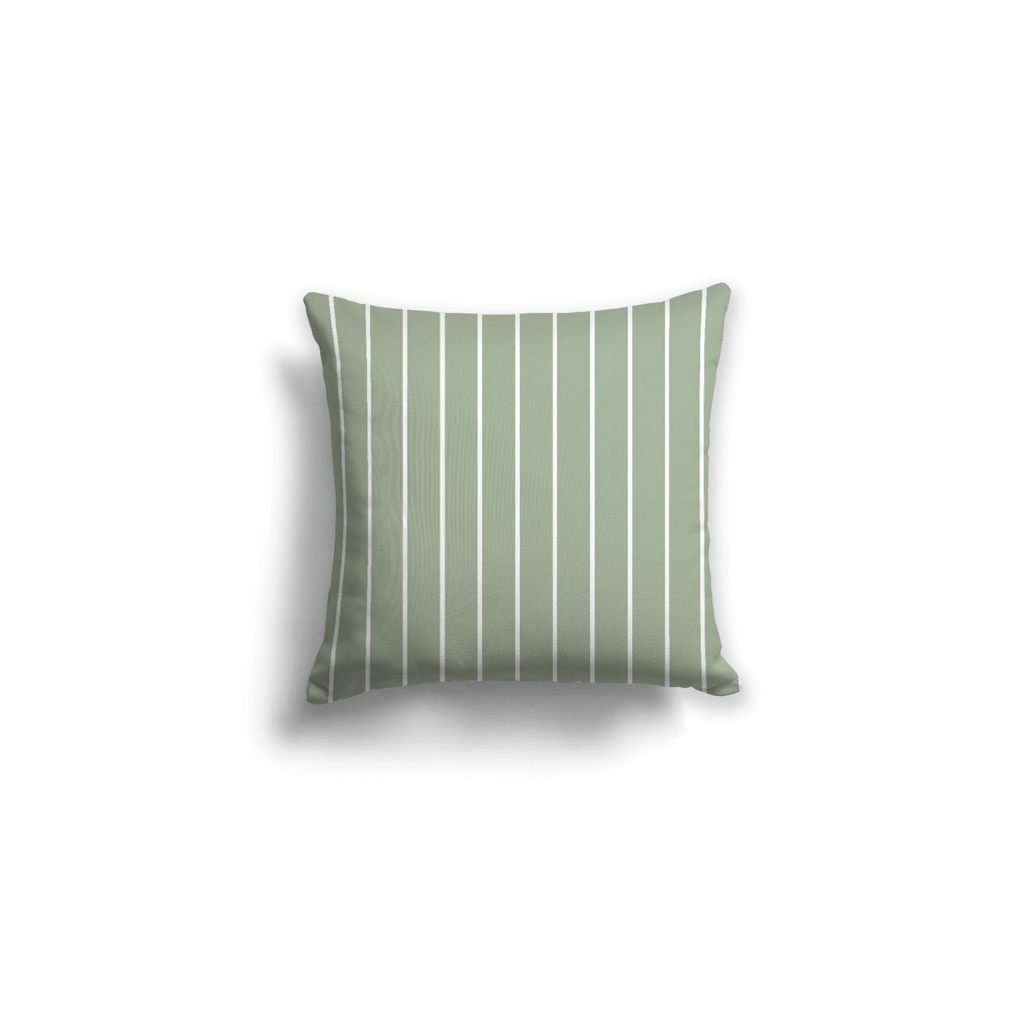 Green Spun Polyester Throw Pillow with Fine White Stripes on Front 16 x 16 inches / 41 x 41 cm