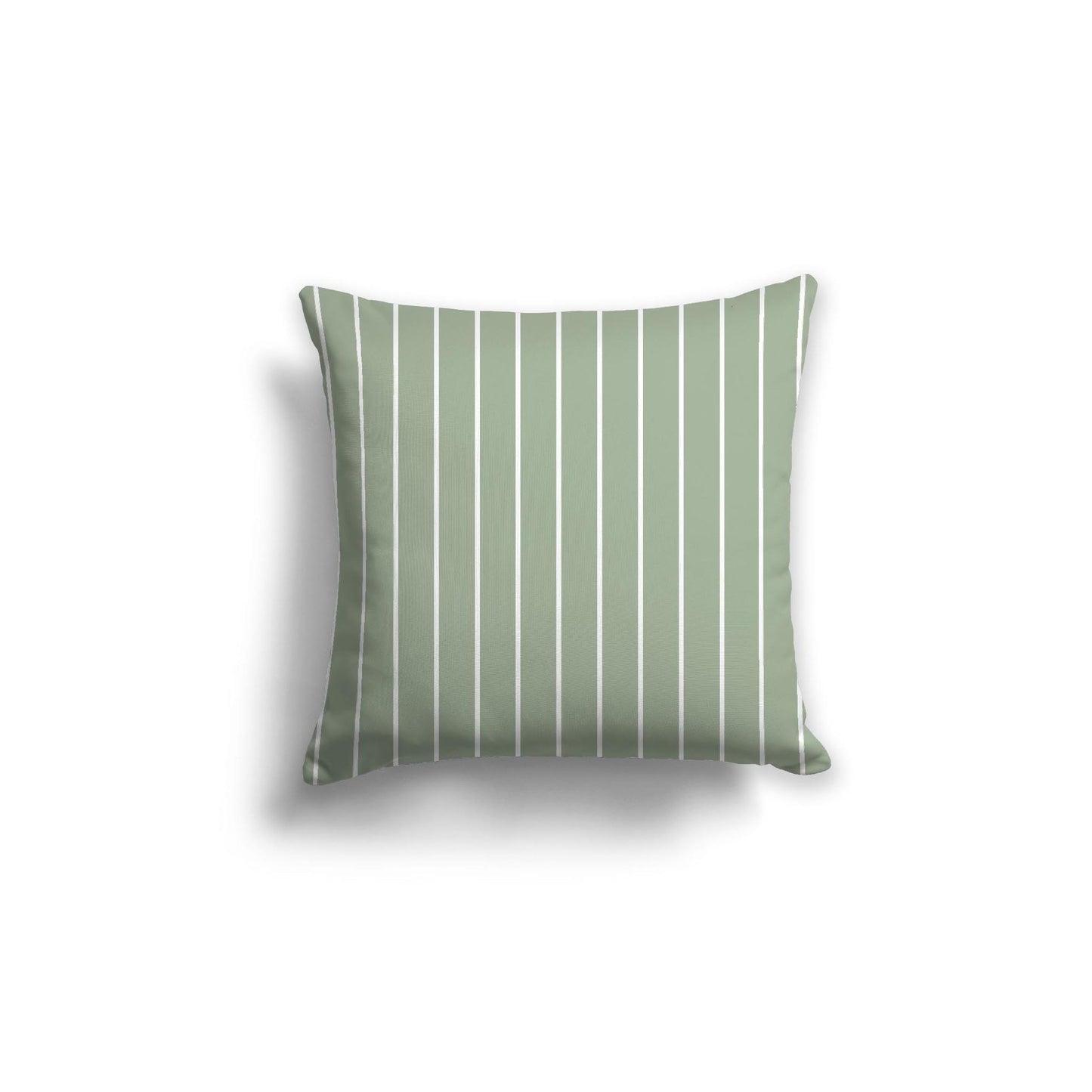Green Spun Polyester Throw Pillow with Fine White Stripes on Front 18 x 18 inches / 46 x 46 cm