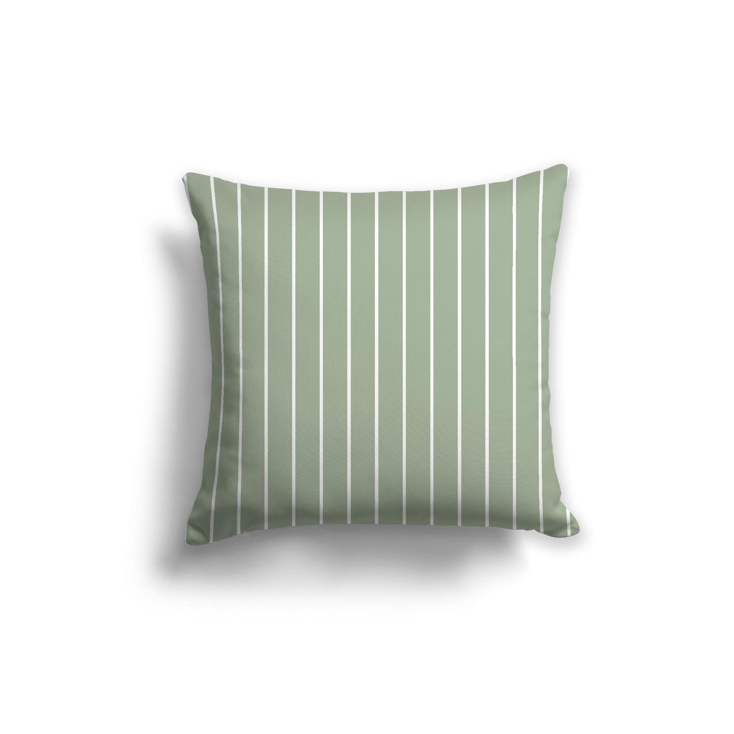 Green Spun Polyester Throw Pillow with Fine White Stripes on Front 20 x 20 inches / 51 x 51 cm