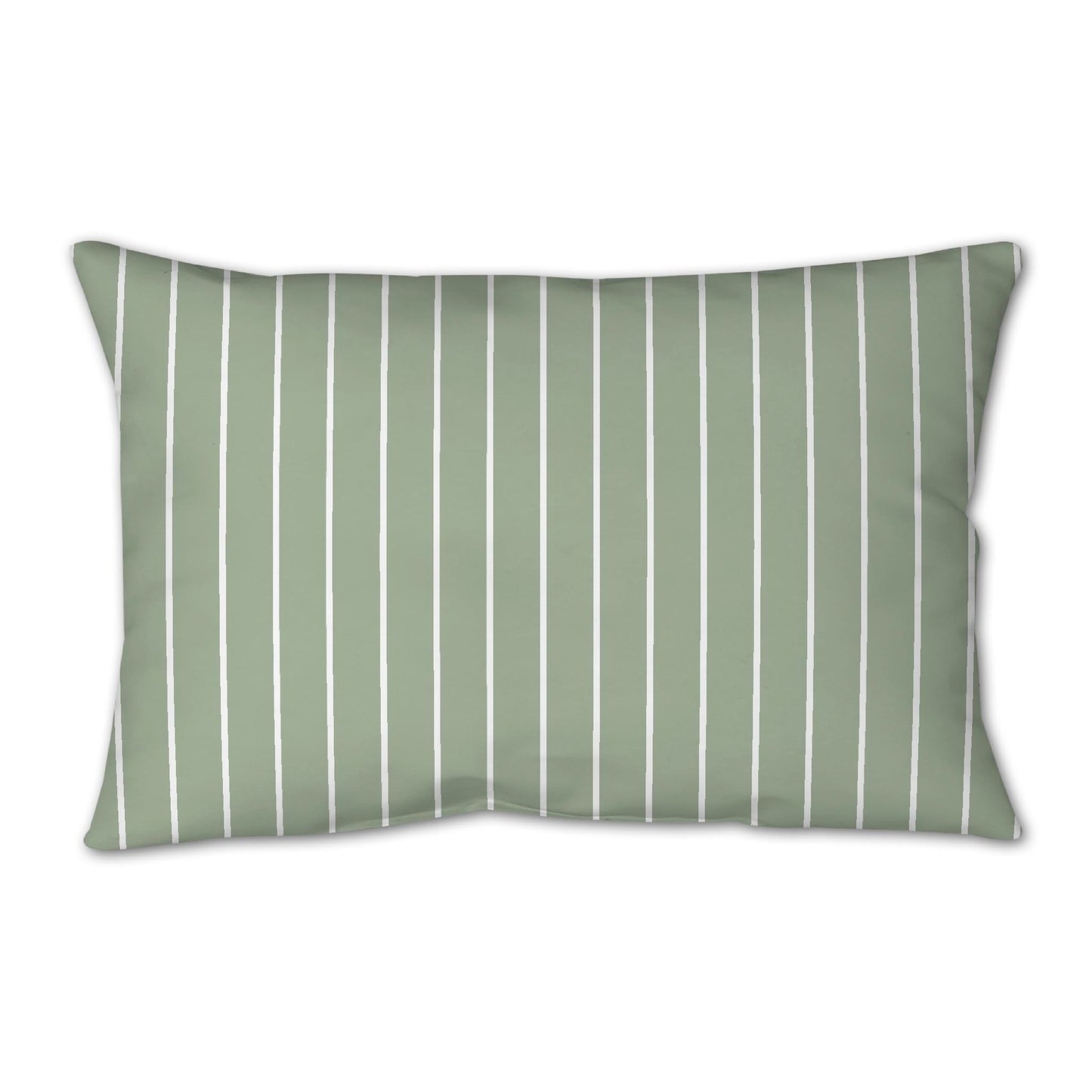 Green Spun Polyester Throw Pillow with Fine White Stripes on Front 25 x 18 inches / 63.5 x 66 cm