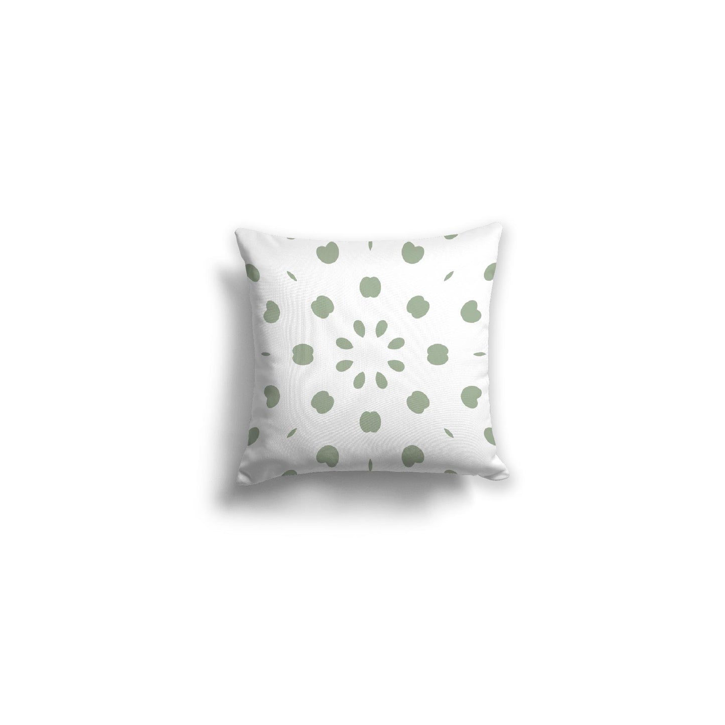 White Spun Polyester Throw Pillow with Green Burst Pattern on Front 14 x 14 inches / 36 x 36 cm