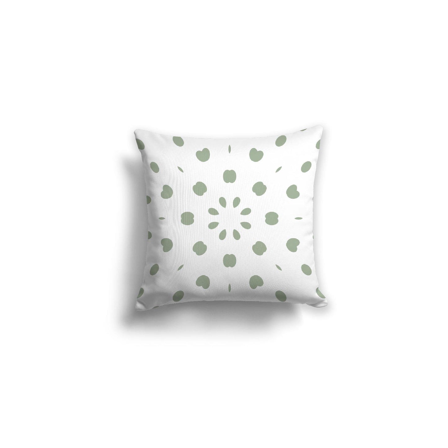 White Spun Polyester Throw Pillow with Green Burst Pattern on Front 16 x 16 inches / 41 x 41 cm
