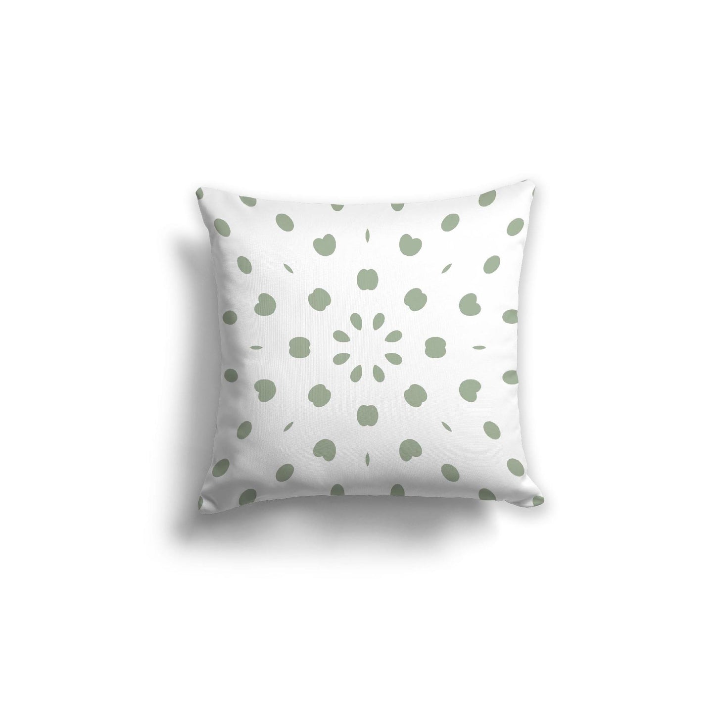 White Spun Polyester Throw Pillow with Green Burst Pattern on Front 18 x 18 inches / 46 x 46 cm