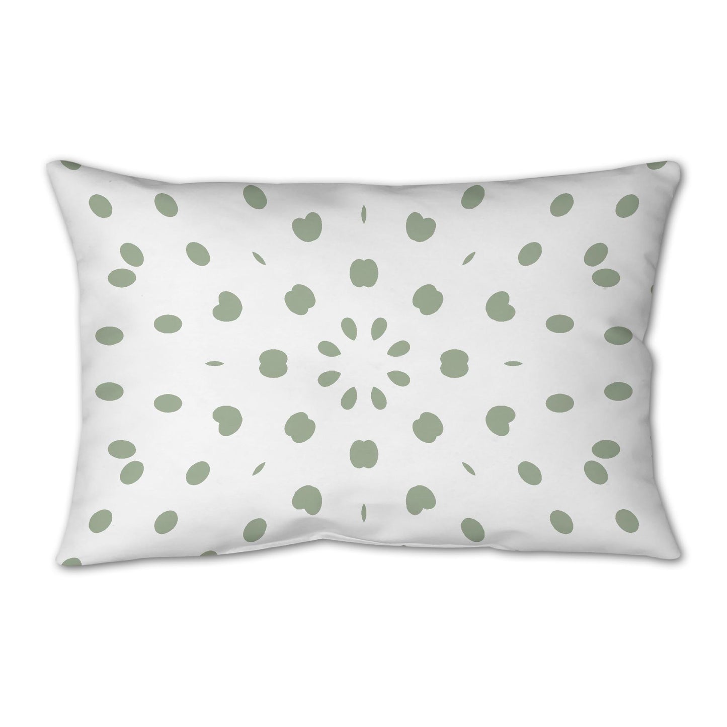 White Spun Polyester Throw Pillow with Green Burst Pattern on Front 25 x 18 inches / 63.5 x 66 cm
