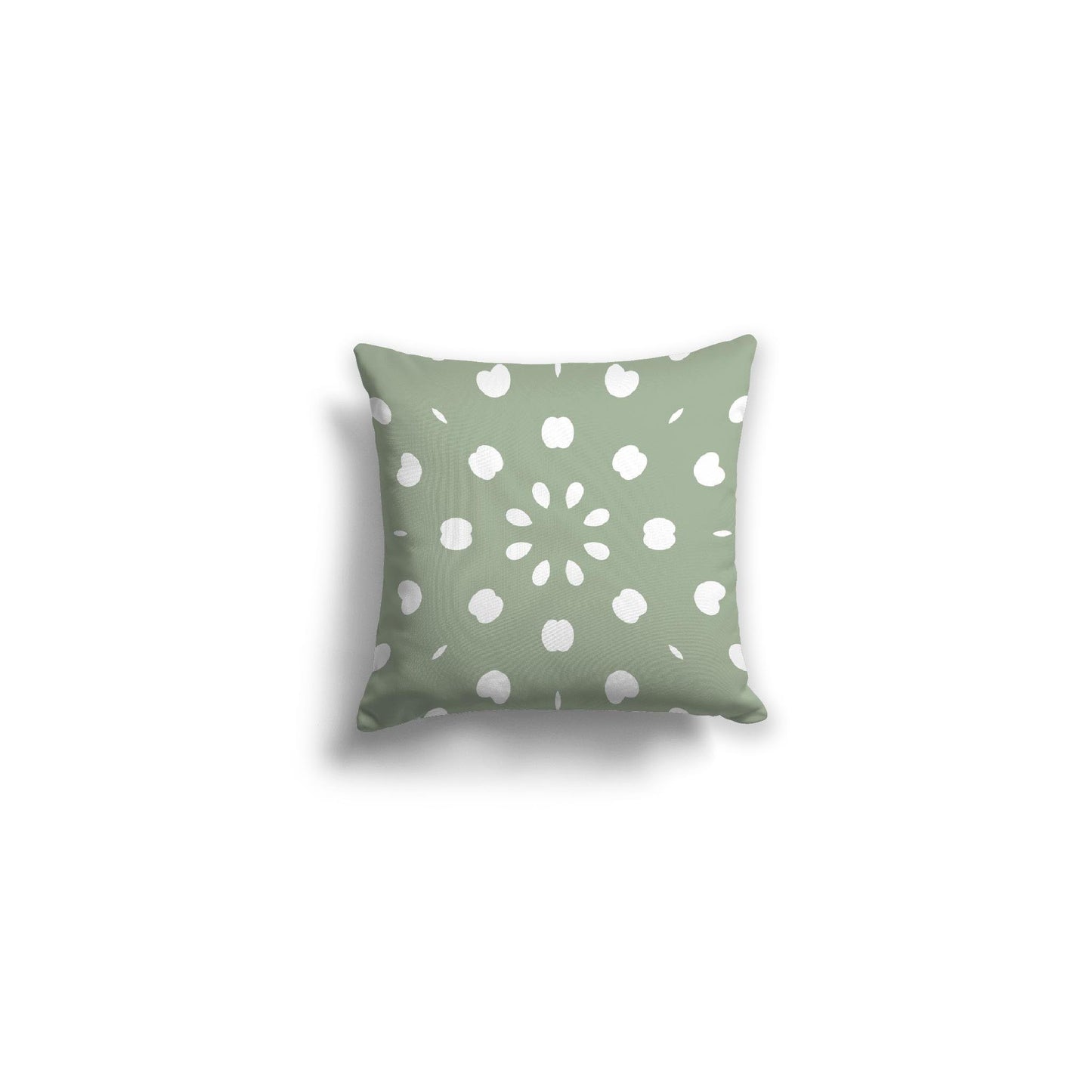 Green Spun Polyester Throw Pillow with White Burst Pattern on Front 14 x 14 inches / 36 x 36 cm