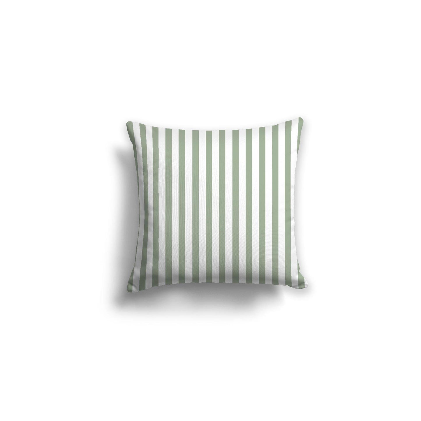 White Spun Polyester Throw Pillow with Thin Green Bars on Front 16 x 16 inches / 41 x 41 cm