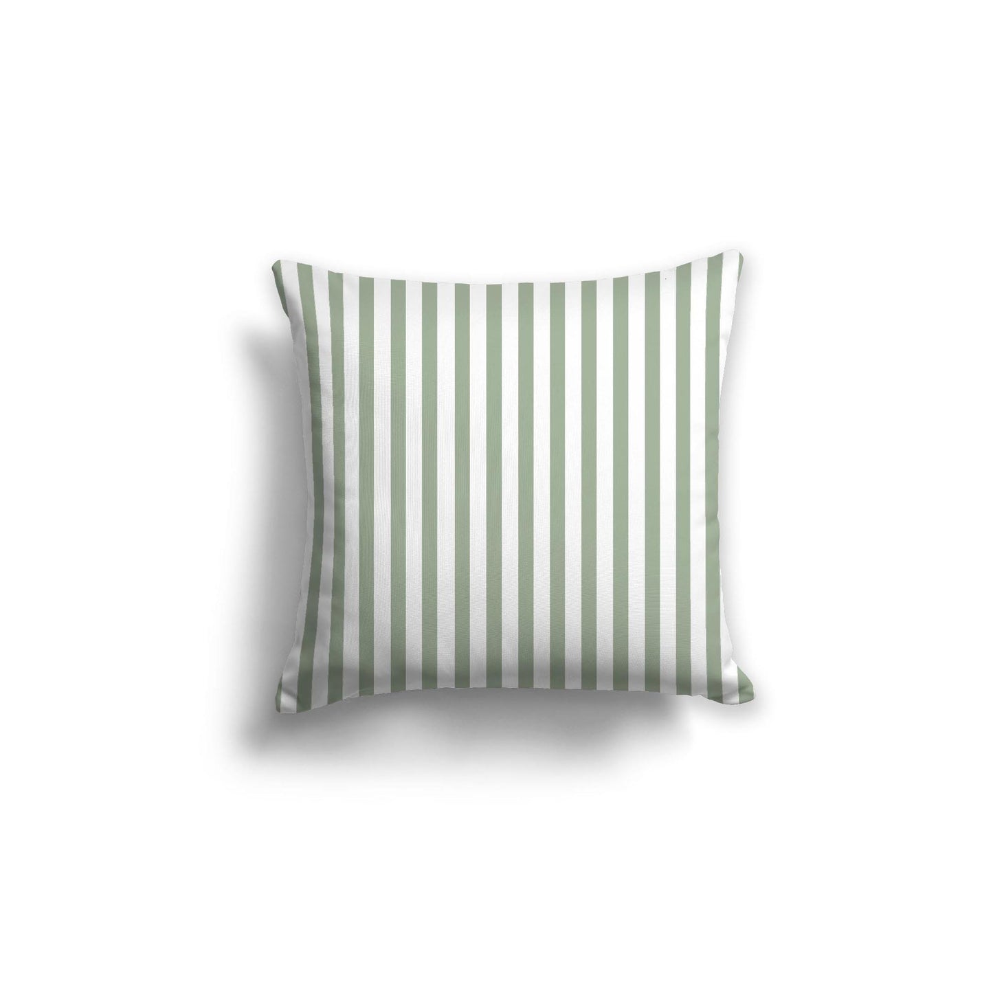 White Spun Polyester Throw Pillow with Thin Green Bars on Front 18 x 18 inches / 46 x 46 cm