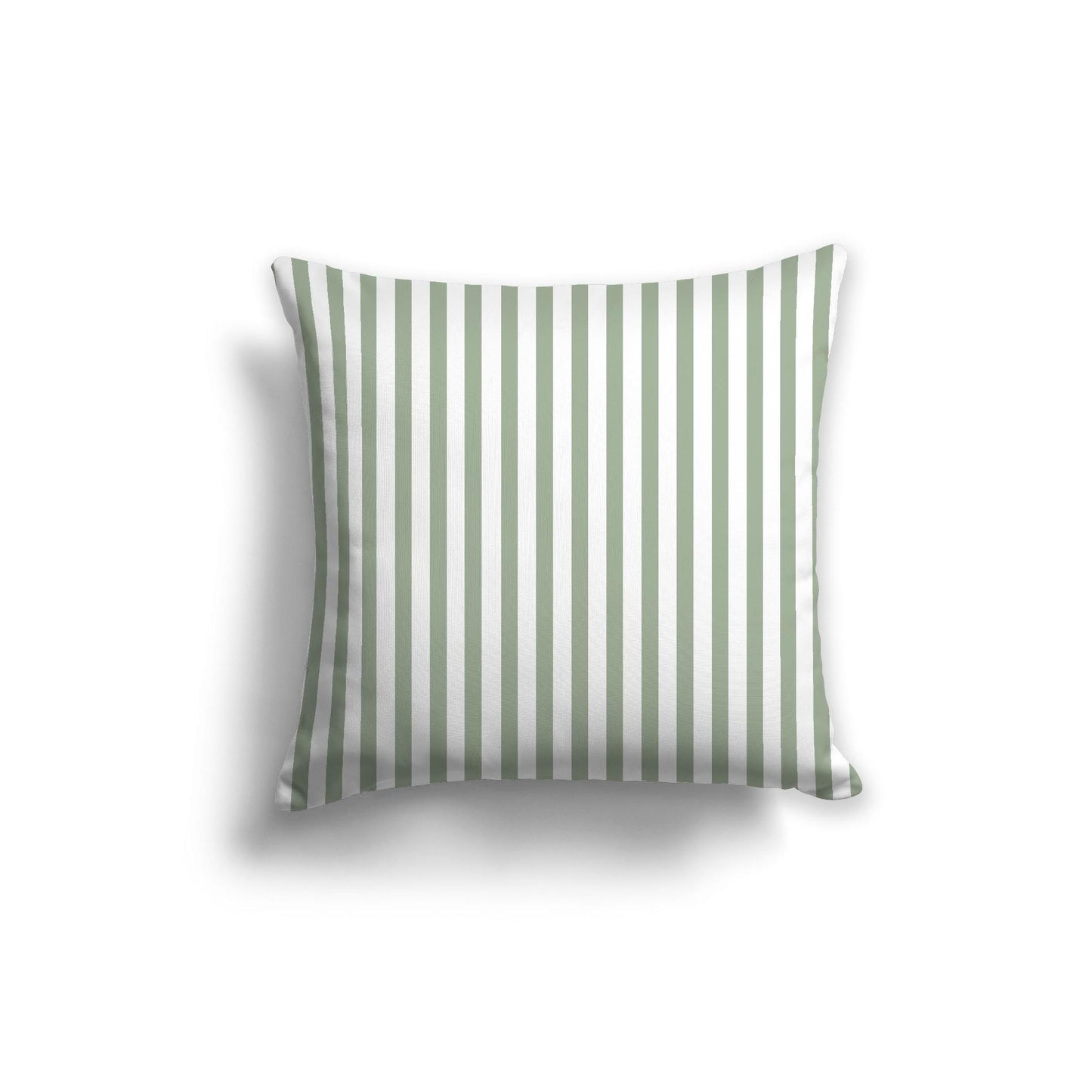 White Spun Polyester Throw Pillow with Thin Green Bars on Front 20 x 20 inches / 51 x 51 cm