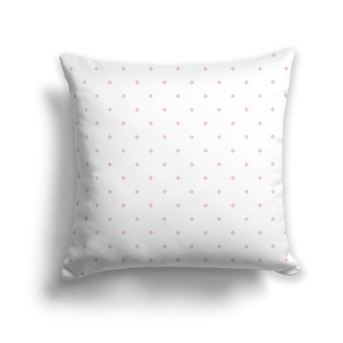 White Spun Polyester Throw Pillow with Pink Diamonds on Front | 26 x 26 inches